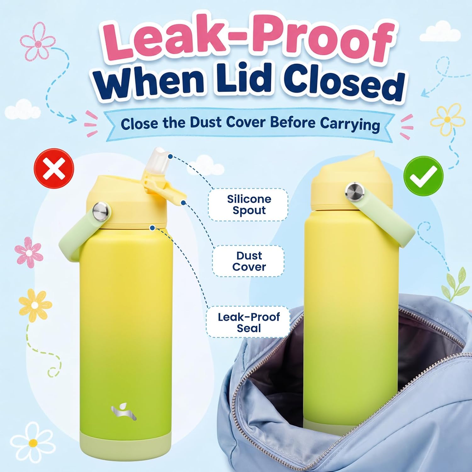 Detalle de Konokyo Insulated Sports Water Bottle 24 oz