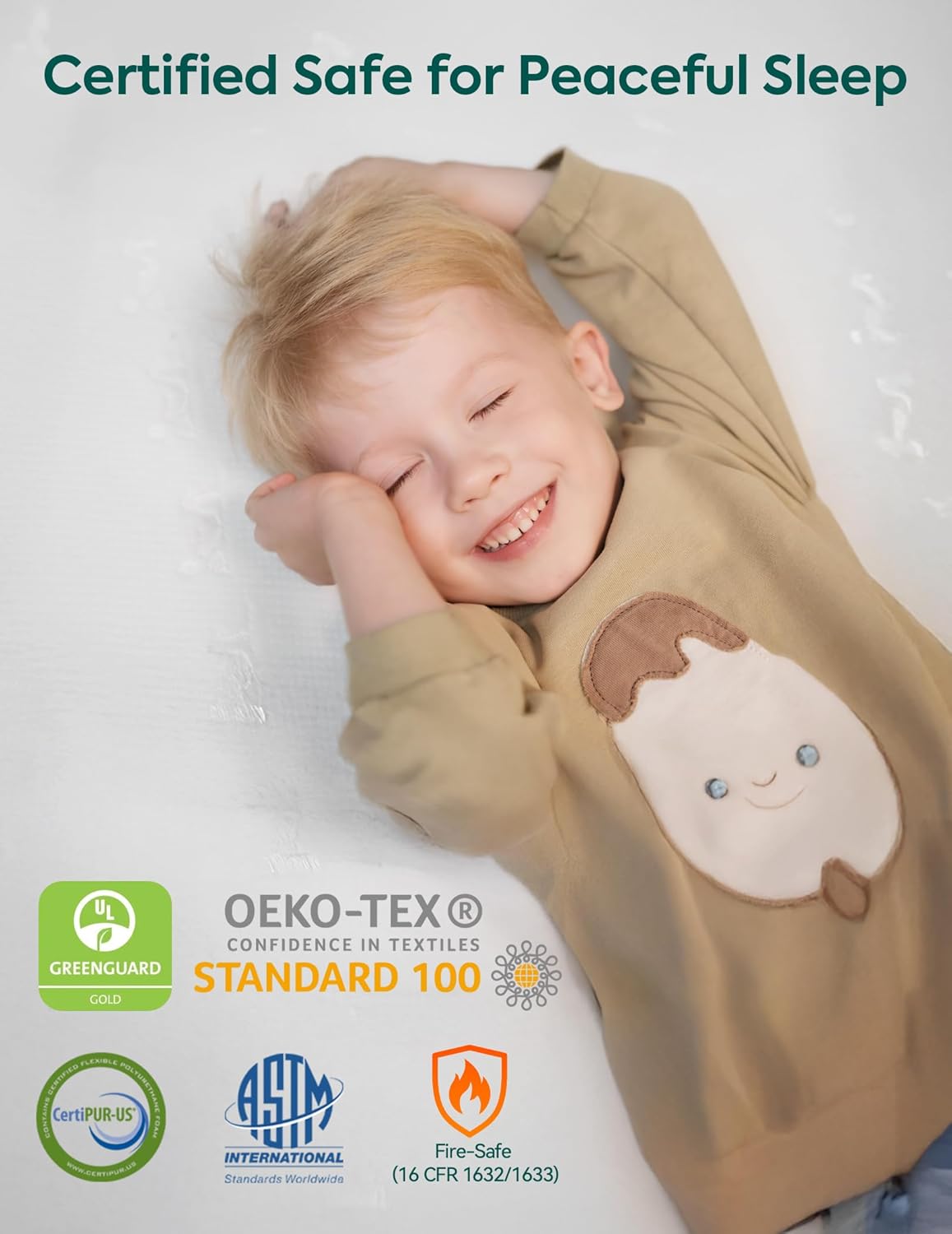 Thumbnail 5 de Babelio Breathable Crib Mattress: Dual-Sided Memory Foam, Waterproof Cover, 52 x 27.5 inches