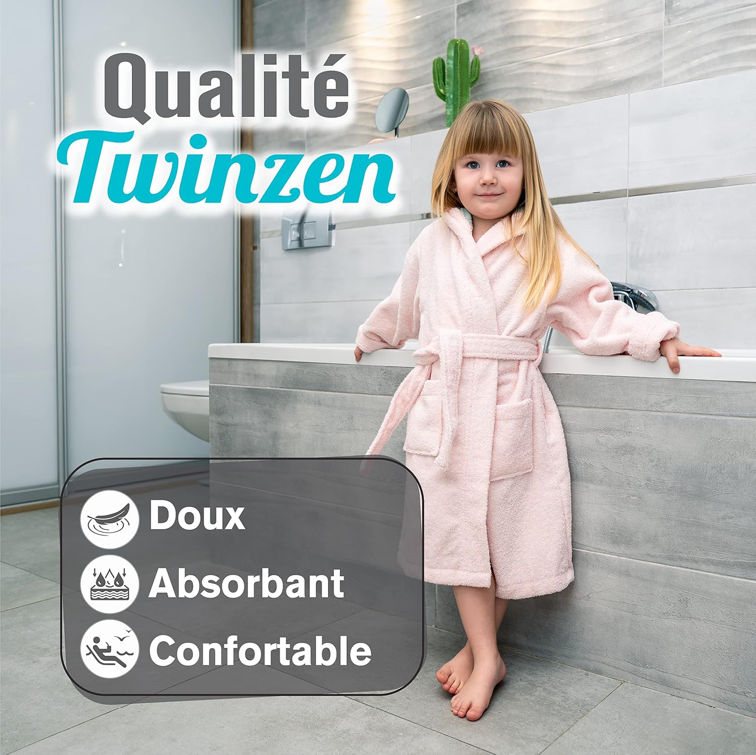 Detalle 2 de Twinzen Peignoir Enfant Licorne 100% coton