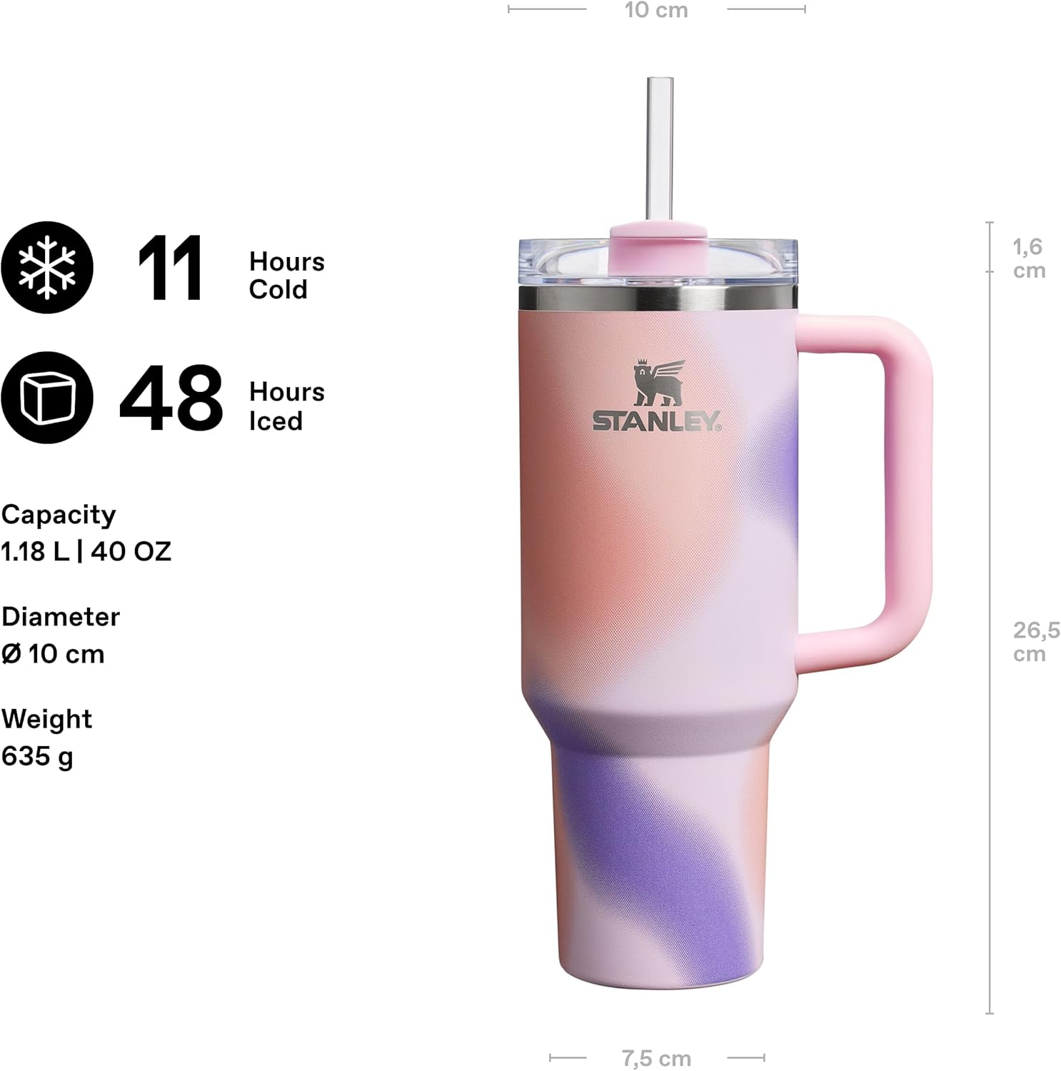 Thumbnail 1 de STANLEY Quencher H2.0 FlowState Tumbler 1.2L in Rose Petal Motion – vacuum insulated cold drinks bottle