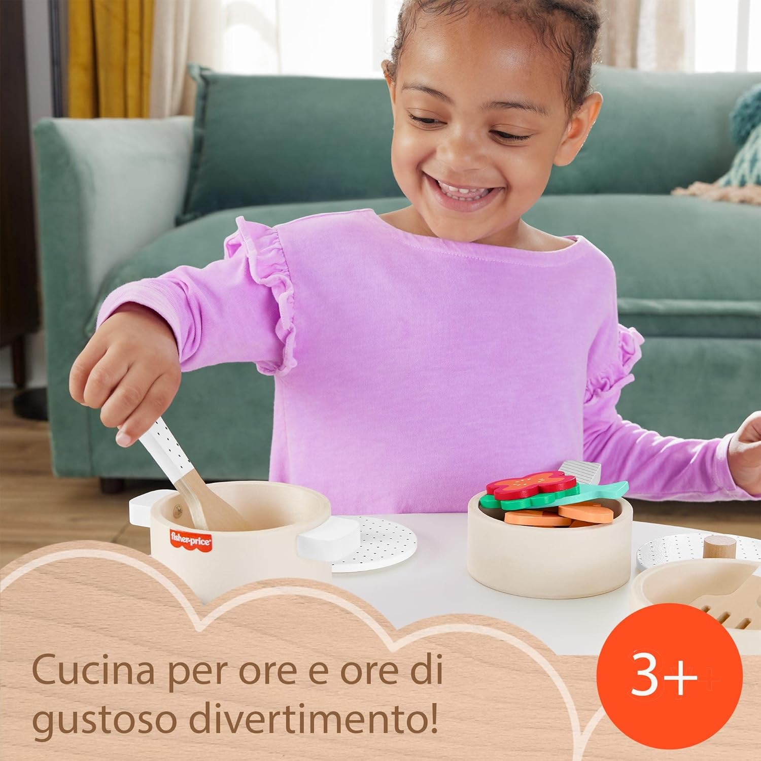 Detalle de Fisher-Price Set in legno Cuciniamo Insieme – Playset cucina in legno, 19 pezzi
