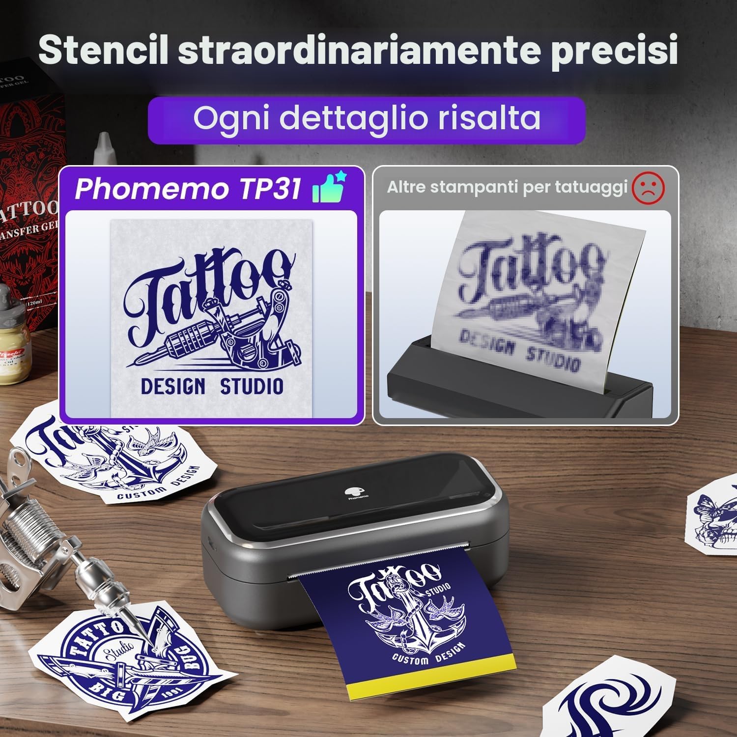 Thumbnail 6 de Phomemo TP31 Stampante Stencil Tattoo: stampa stencil senza inchiostro e in movimento