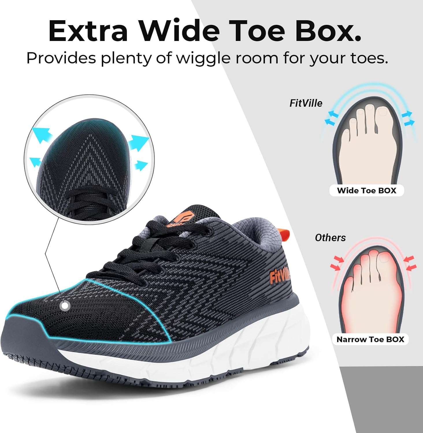 Thumbnail 1 de FitVille Extra Weite Laufschuhe Herren – Atmungsaktiv, gepolstert und vielseitig einsetzbar
