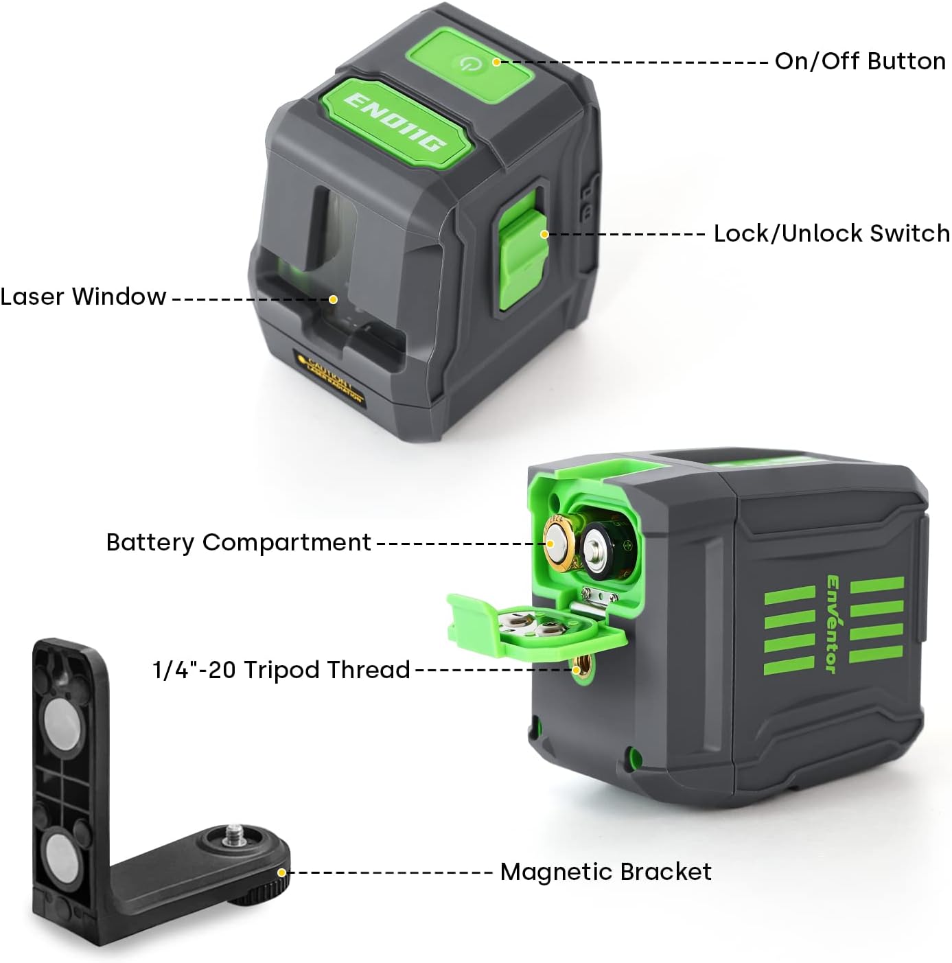 Thumbnail 2 de Enventor Laser Level 25m green cross-line laser
