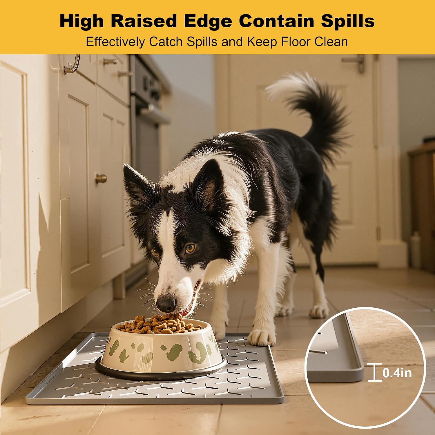 Thumbnail 1 de Pieviev Pet Food Mat 40x60 cm – Non-Slip Silicone Feeding Mat for Cats & Dogs