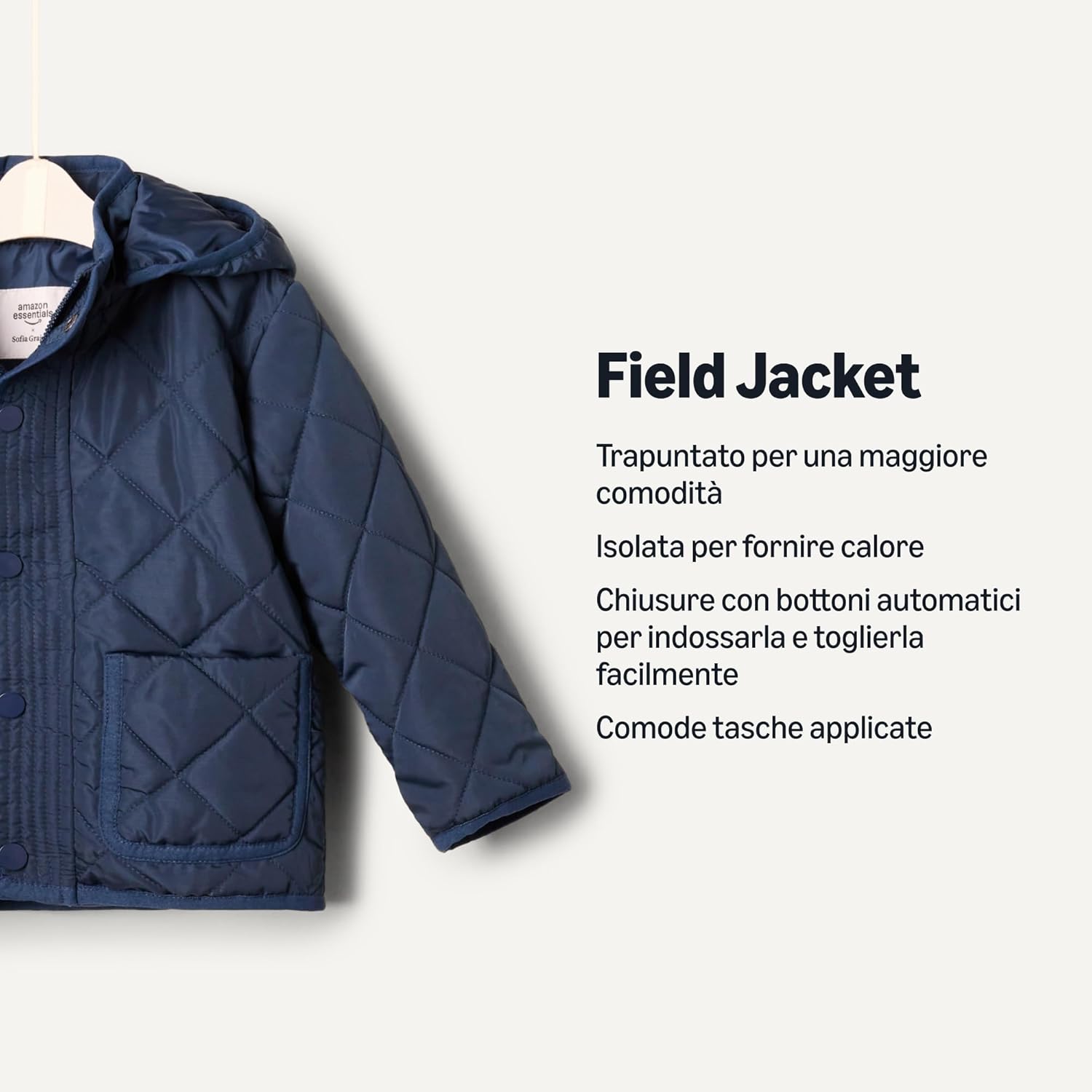 Thumbnail 2 de Amazon Essentials Unisex Bambini Field Jacket: panno trapuntato medio con cappuccio