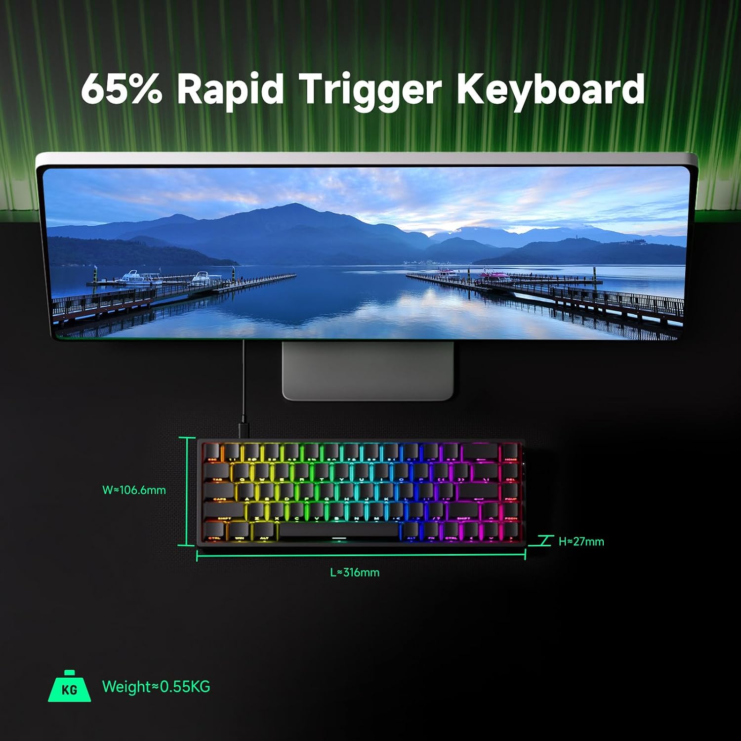 Thumbnail 6 de MONSGEEK Clavier à déclenchement rapide FUN68 HE – 65% compact, RGB ARGB, interrupteurs magnétiques Glare