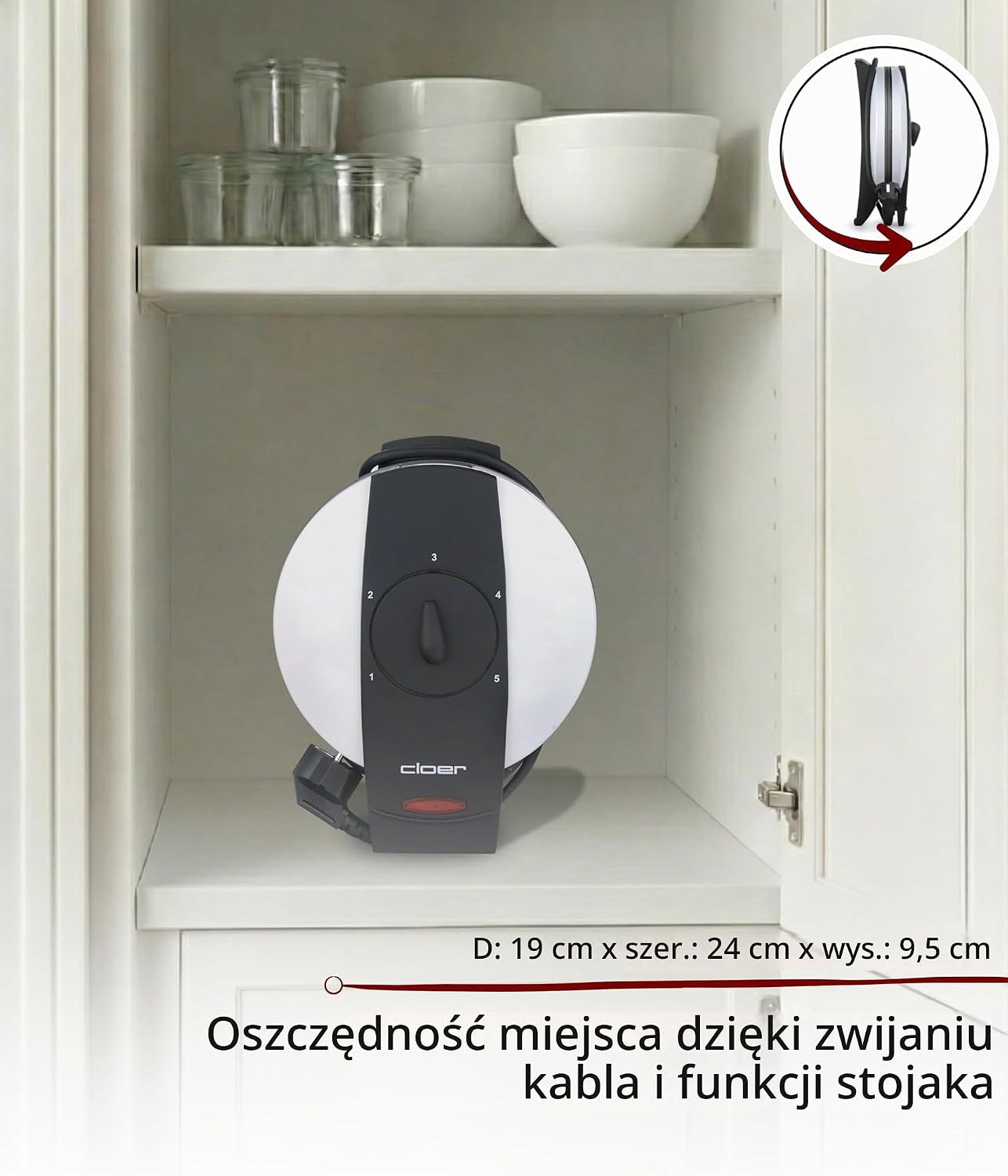 Thumbnail 4 de Cloer 261 gofrownica do cienkich rożków, 800 W, regulacja przypieczenia