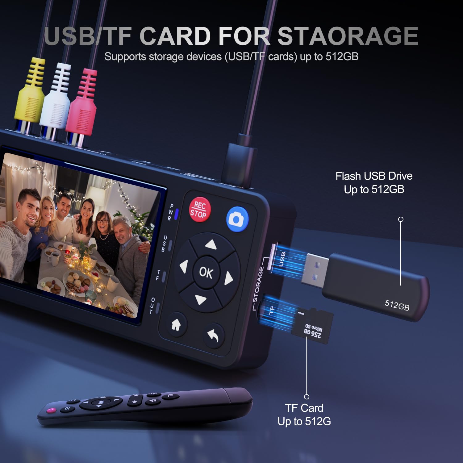 Detalle 1 de VHS to Digital Converter with 4" HD Screen: Quick, Plug-and-Play Capture for Your Tapes
