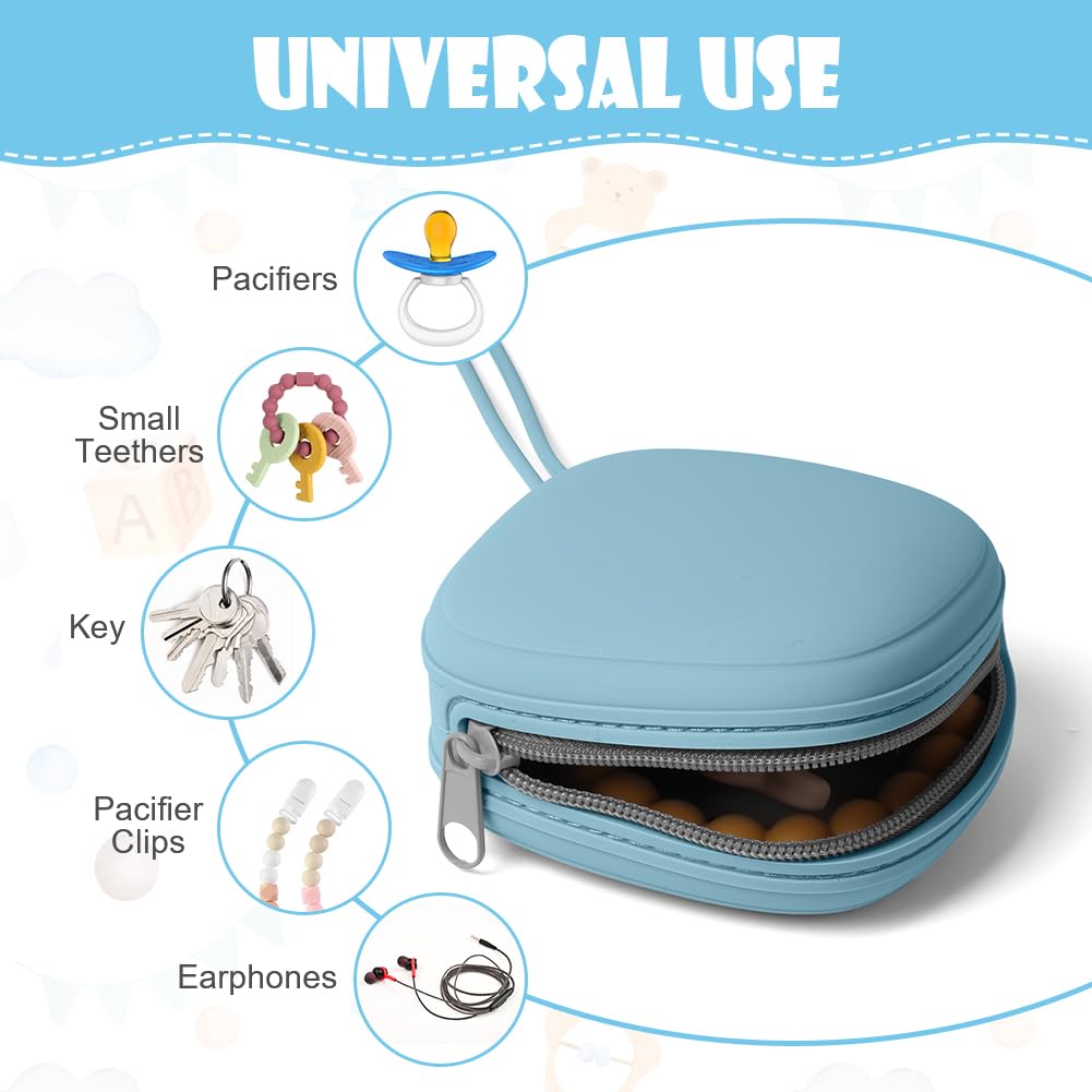 Detalle de Aolso Silikon Schnullerbox Quadrat – BPA-frei, wasserdicht und tragbar (Blau-Grün)