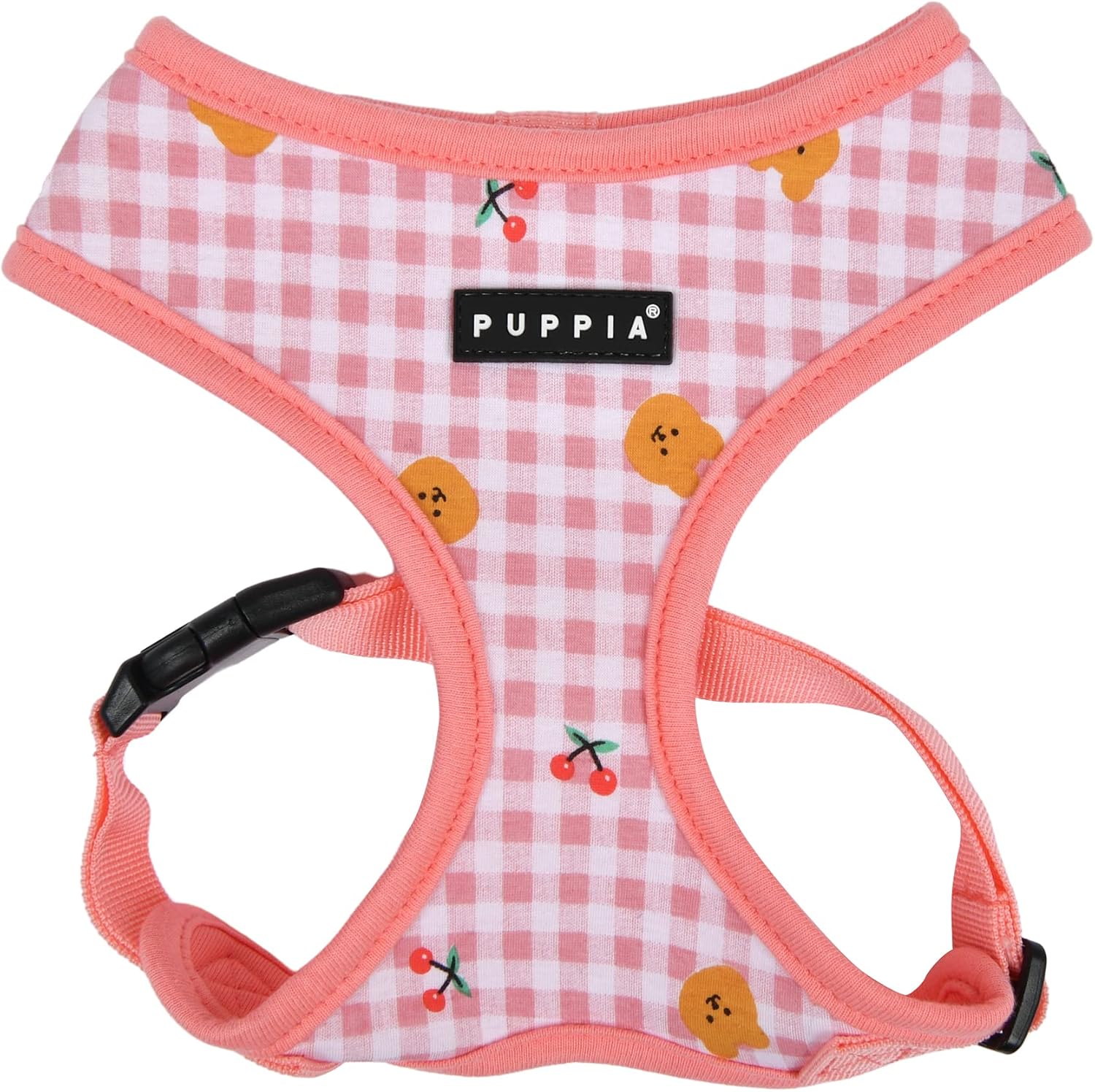 Detalle 2 de Puppia Florian A – różowa uprząż dla psa, kwiatowy wzór, rozmiar M