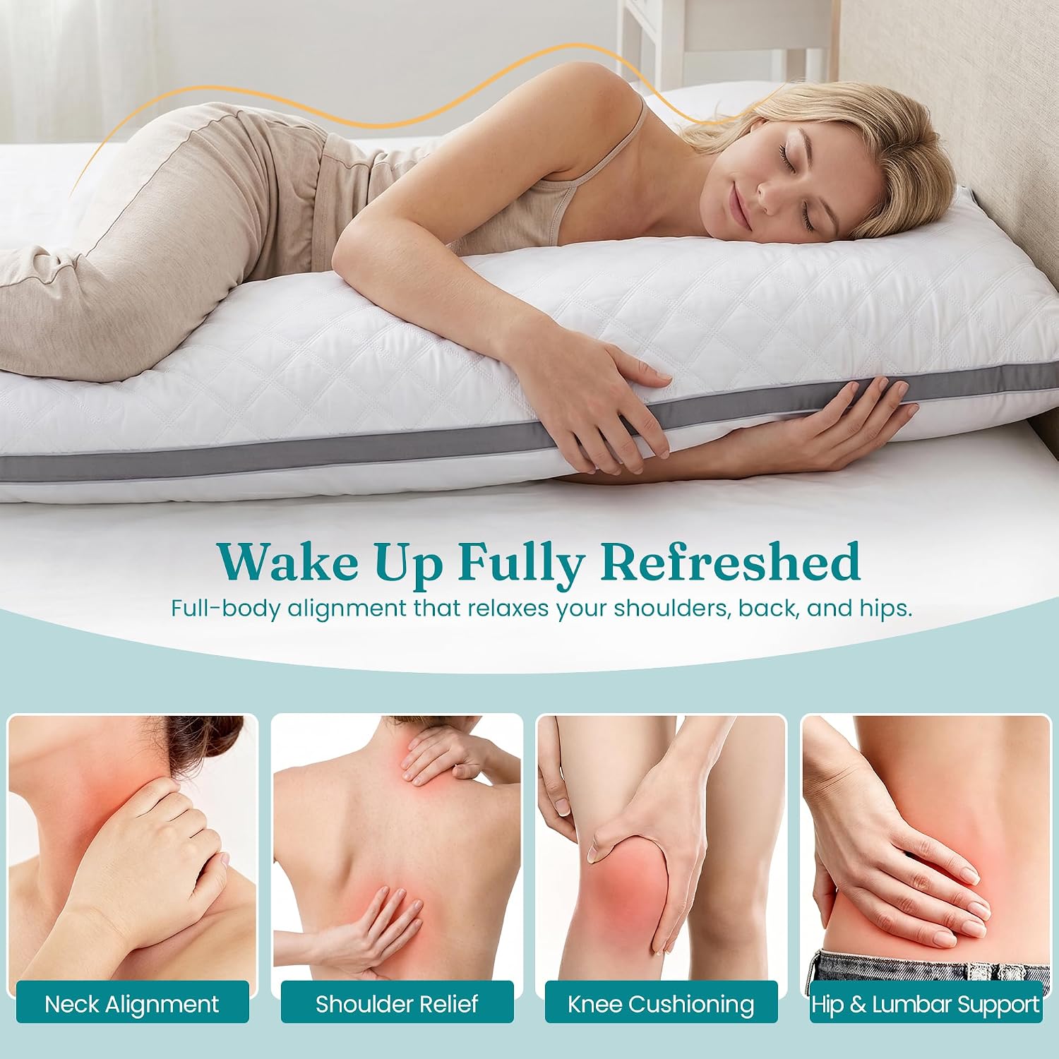 Thumbnail 4 de Oubonun Adjustable Full Body Pillow for Side Sleepers, Polyester Fill