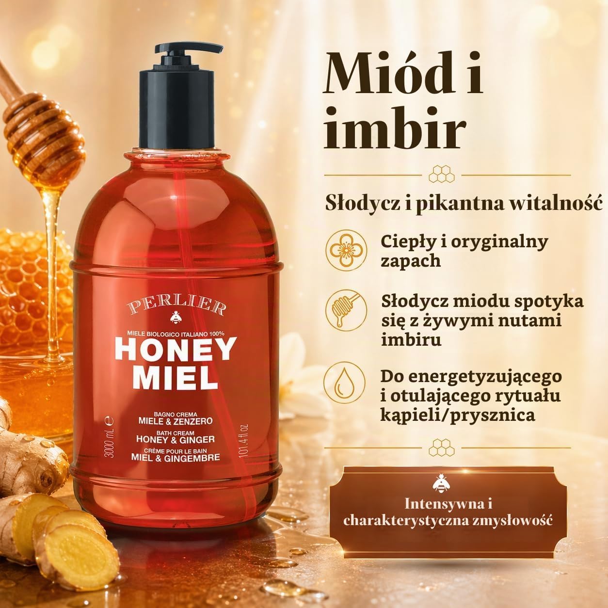 Thumbnail 3 de Perlier Honey Miel Honey & Ginger – kremowy płyn do kąpieli, 3 kg
