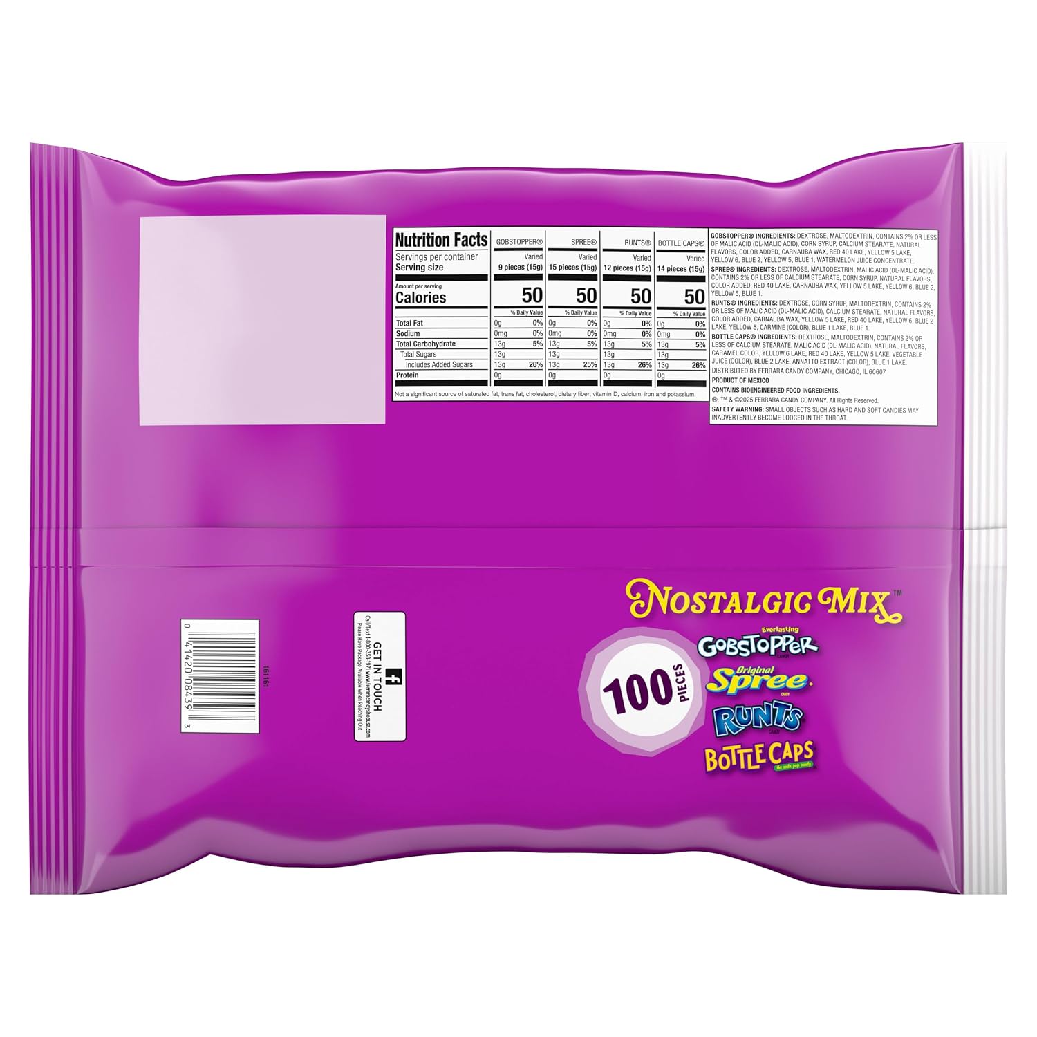 Detalle 2 de Ferrara Gobstopper & Spree Nostalgic Party Mix, 36.5 oz, 100-Count Hard Candy