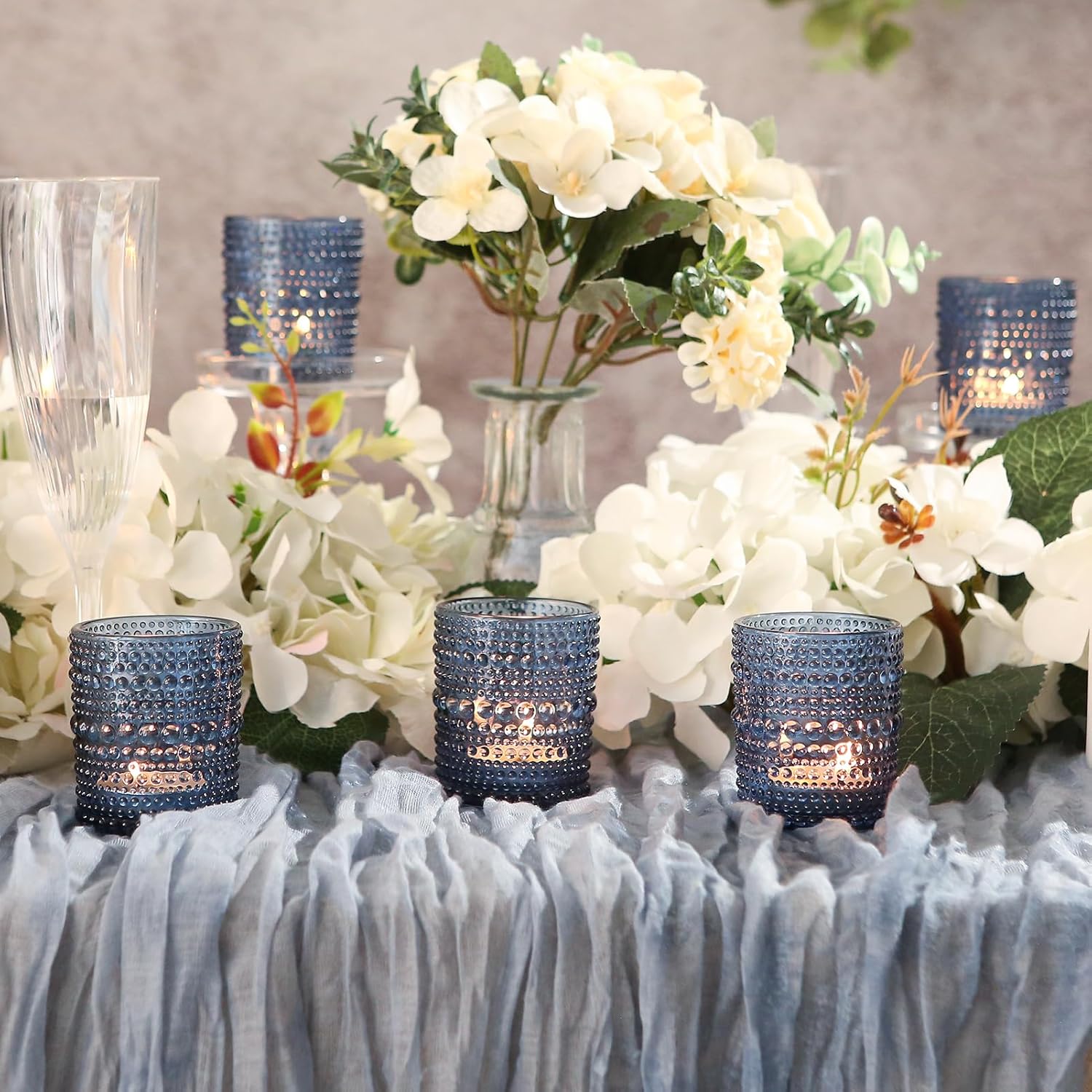 Thumbnail 6 de Blue Vintage 24-Pack Votive Candle Holders 2x2.5in 🕯
