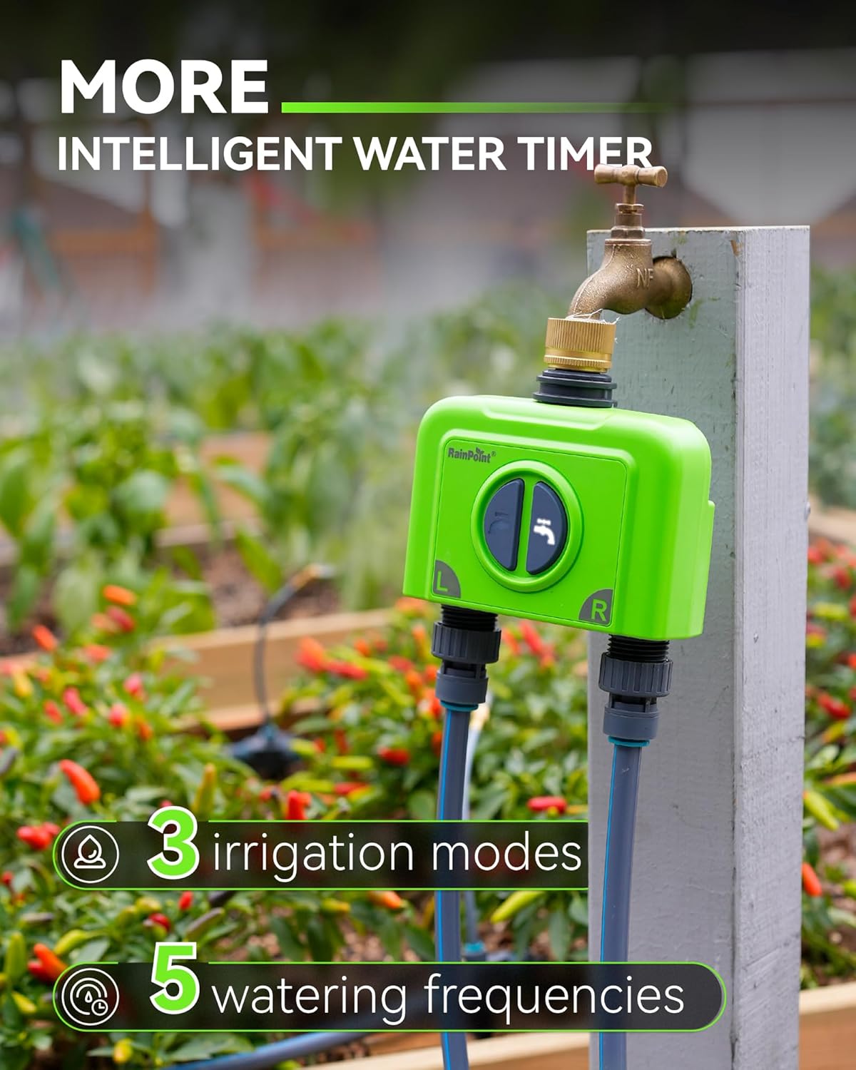 Thumbnail 1 de RAINPOINT WiFi Water Timer (2 outlets) with Smart Gateway hub for weather-based smart irrigation