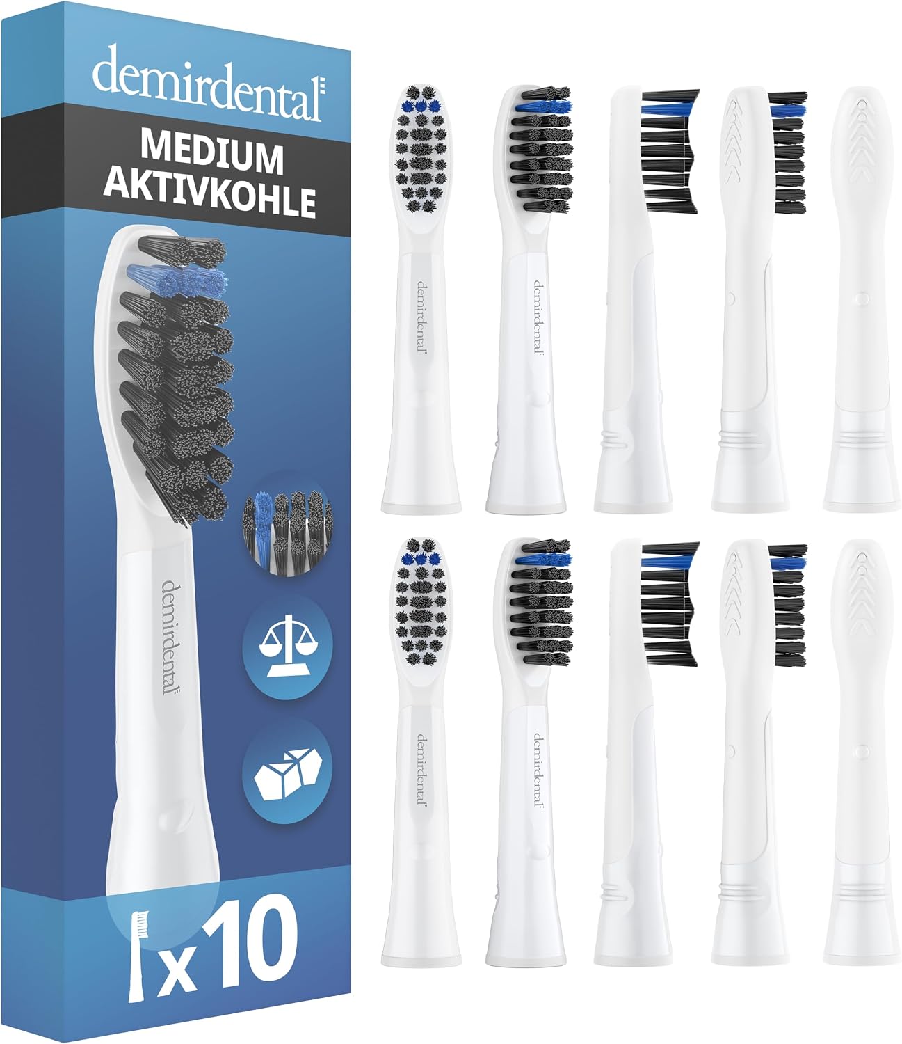 Detalle de demirdental Aufsteckbürsten für Pulsonic 10er Pack 🪥