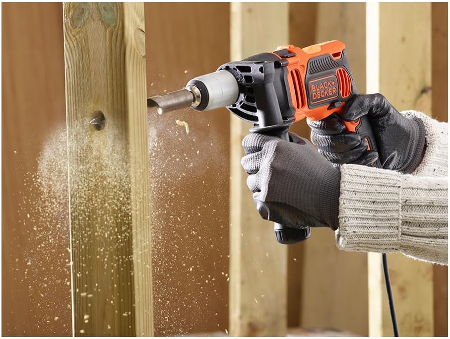 Detalle de BLACK+DECKER Trapano a Percussione a Filo Compact – Potenza 850 W, per buchi, avvitamenti e worksite domestico