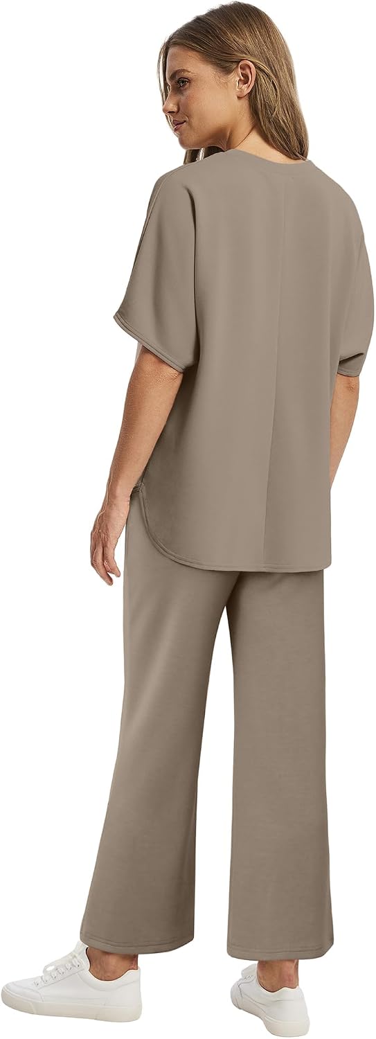 Thumbnail 4 de Desol Zweiteiler Damen Sommer Outfits – Kurzarm Top & Capri-/Jogginghose, Weites Bein