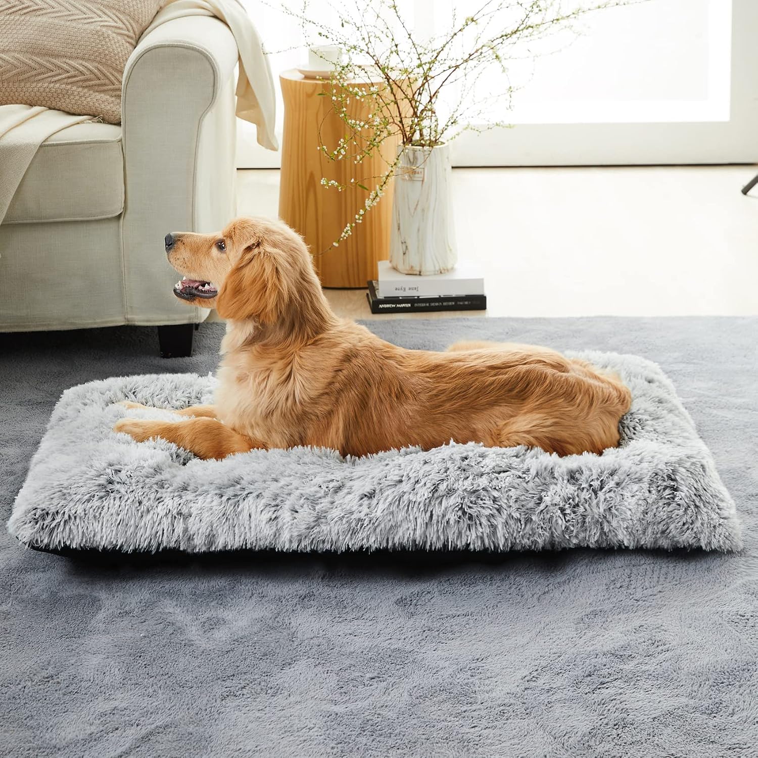 Detalle 2 de BFPETHOME BFCMRGDGR3021 Medium Plush Dog Crate Bed, Non-Slip, Washable