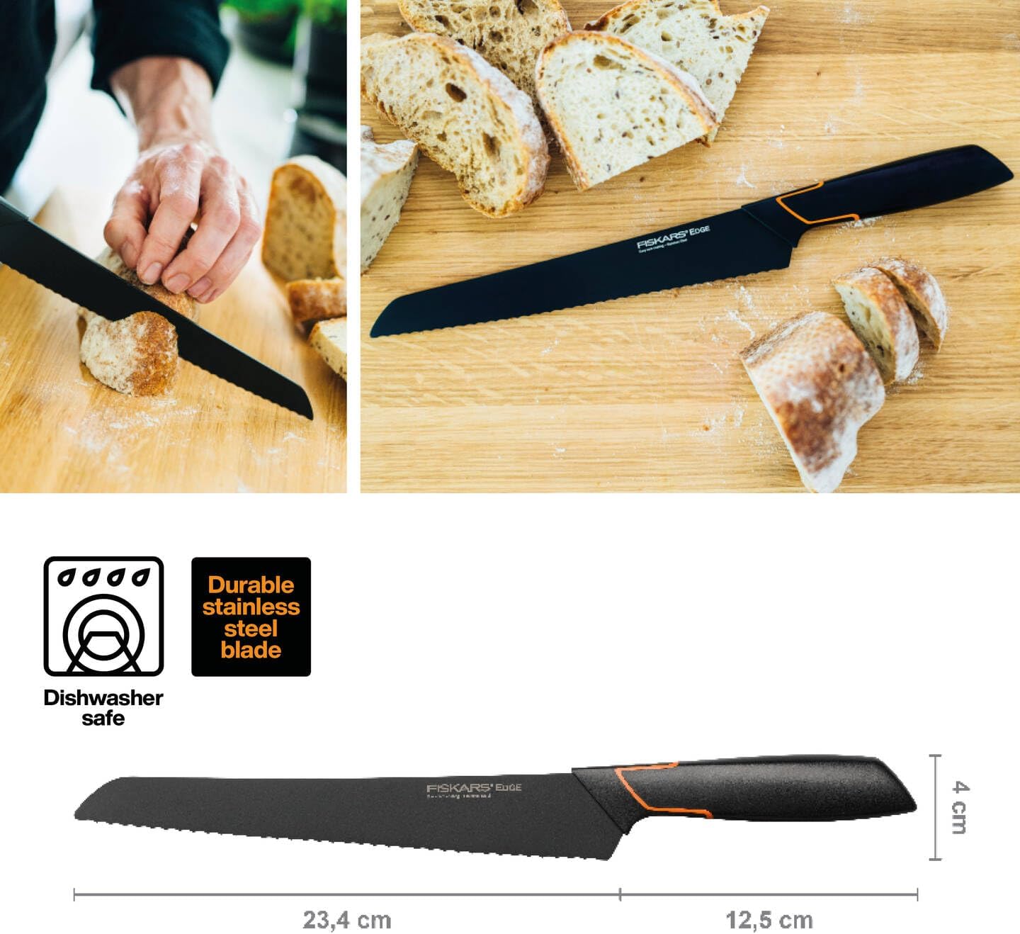 Thumbnail 1 de Fiskars Brotmesser Edge – modernes Design, 23 cm Klinge, Gesamtlänge 35 cm