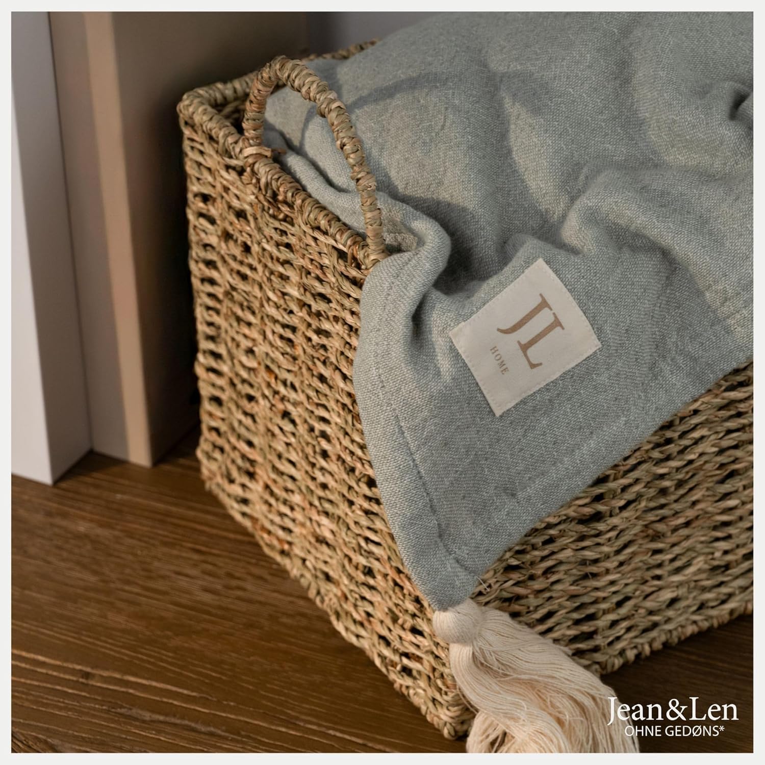 Thumbnail 2 de Cesto portaoggetti rettangolare in erba marina Jean & Len – 22 × 22 × 26 cm, versatile per asciugamani, cosmetici e accessori