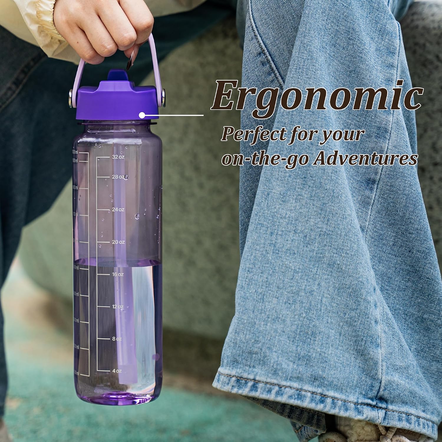 Detalle 2 de GOPPUS water bottle 1000ml straw leakproof