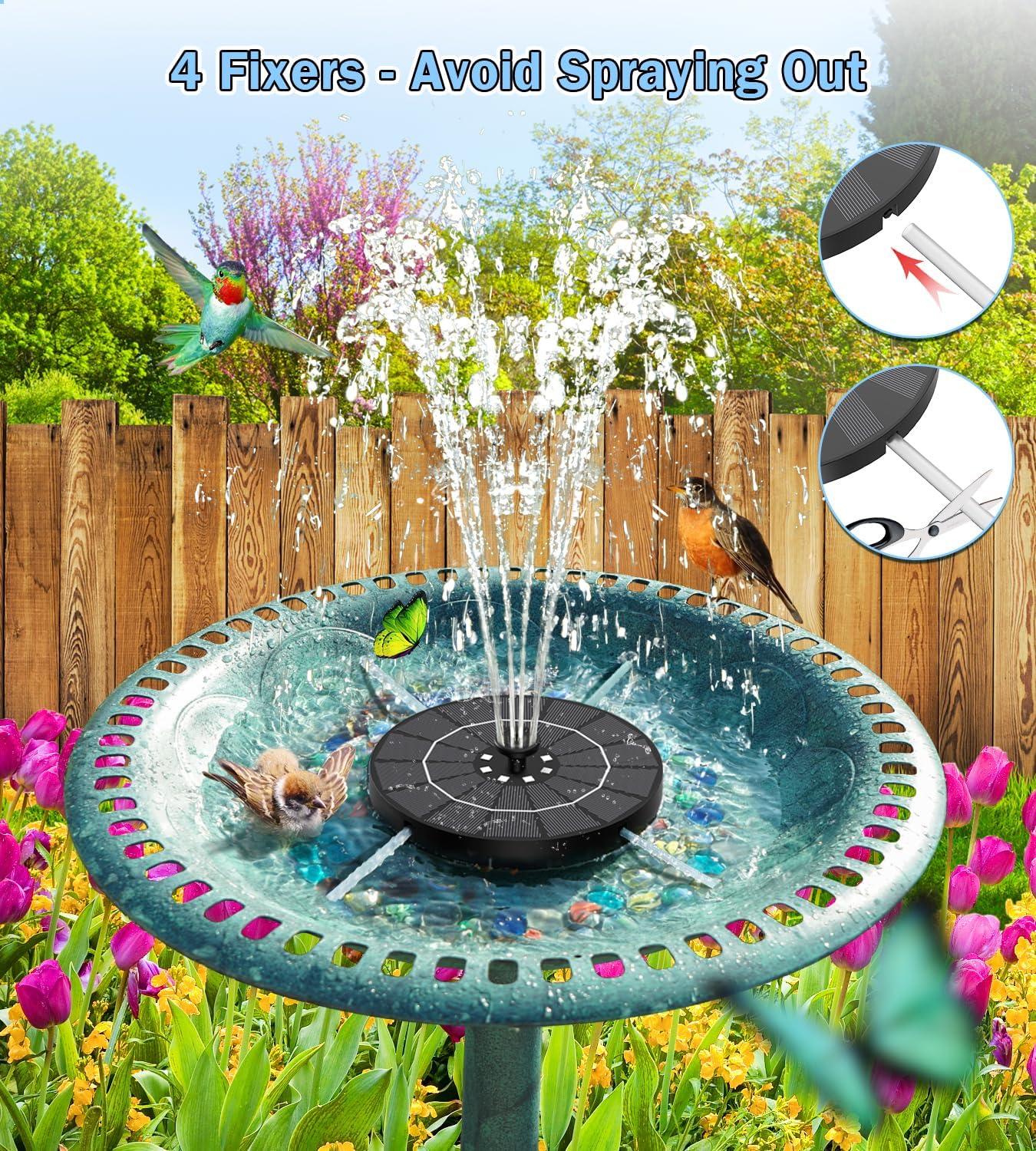 Thumbnail 6 de SZMP Solar Springbrunnen 3.5W – Upgraded Solar Teichpumpe mit 8 LEDs und 8 Düsen