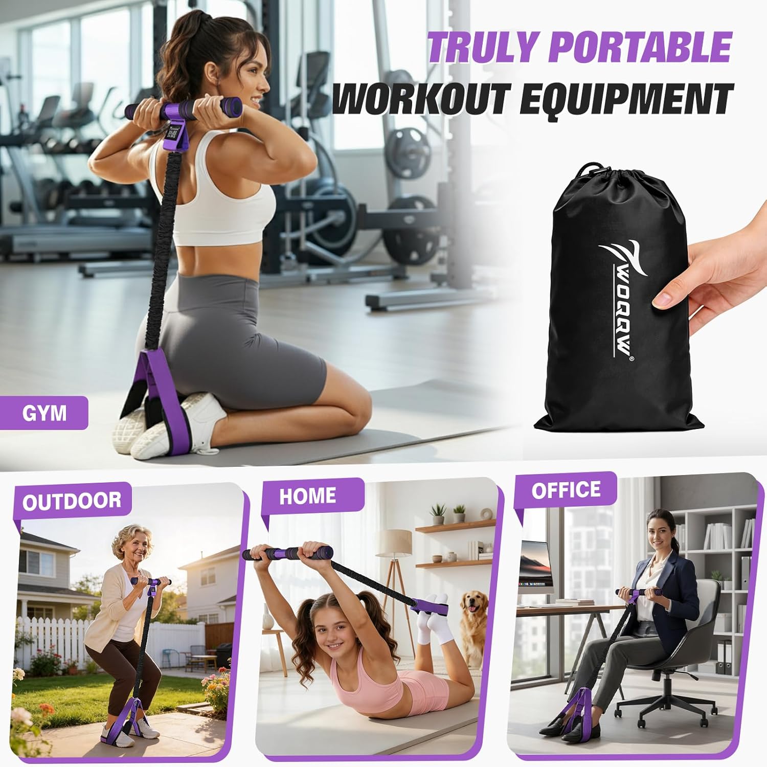 Detalle de Upgraded Pedal Resistance Band with Handles: Full-Body Home Workout Essential