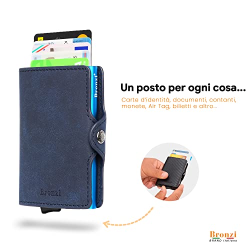Thumbnail 1 de Bronzi Portafoglio Porta Carte Credit & Porta Tessere con protezione RFID – Slim, design italiano Blu
