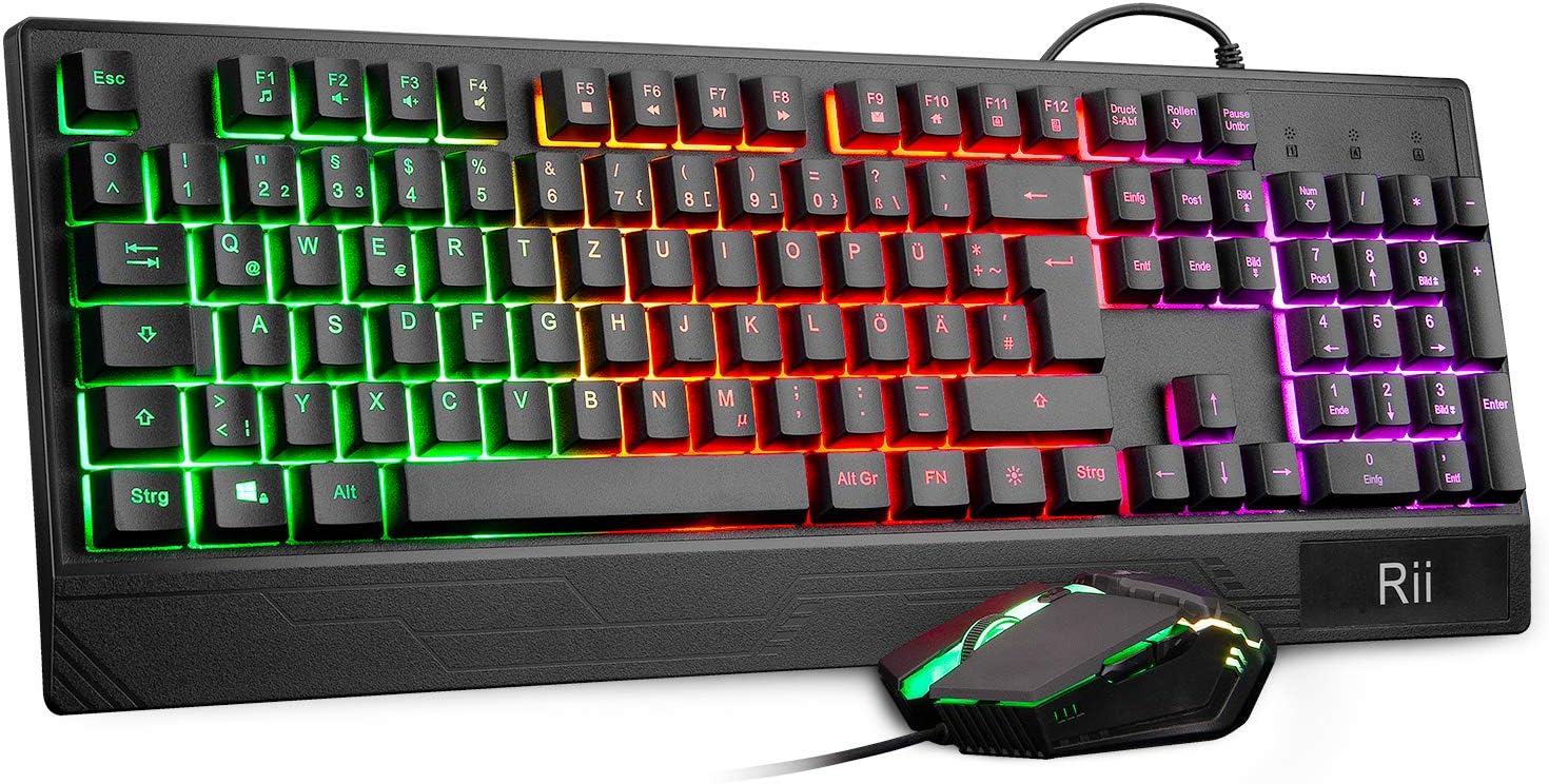 Detalle de Rii Gaming Tastatur und Maus Set – RGB-Beleuchtung, DE-Layout, QWERTZ, wasserdicht