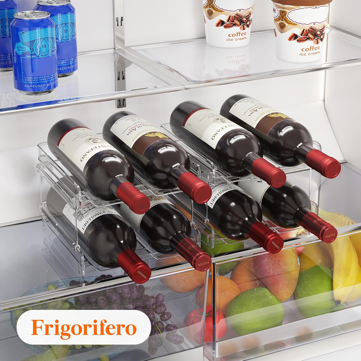 Thumbnail 4 de Lifewit Portabottiglie Impilabile Trasparente 8 posti