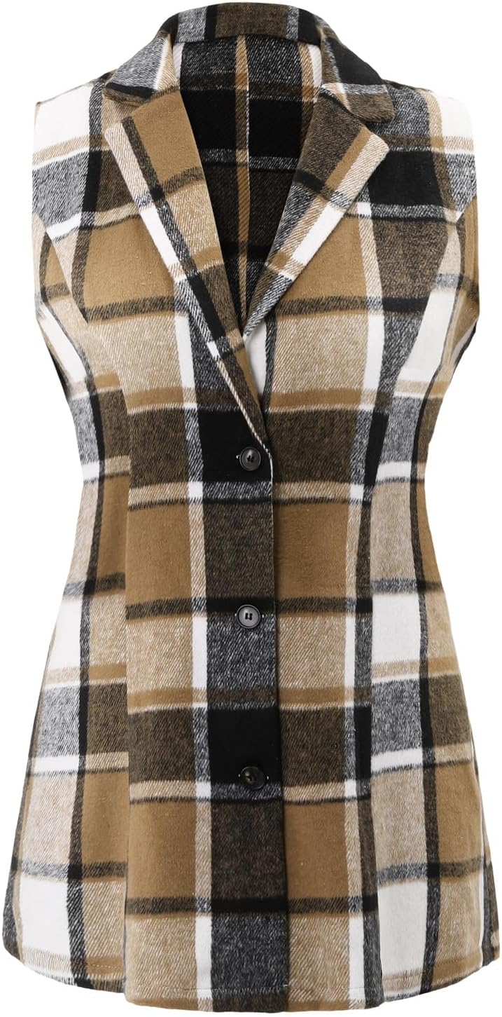 Detalle 2 de BETTE BOUTIK Plaid Flannel Vest for Women, Lightweight Lined Sleeveless Layer