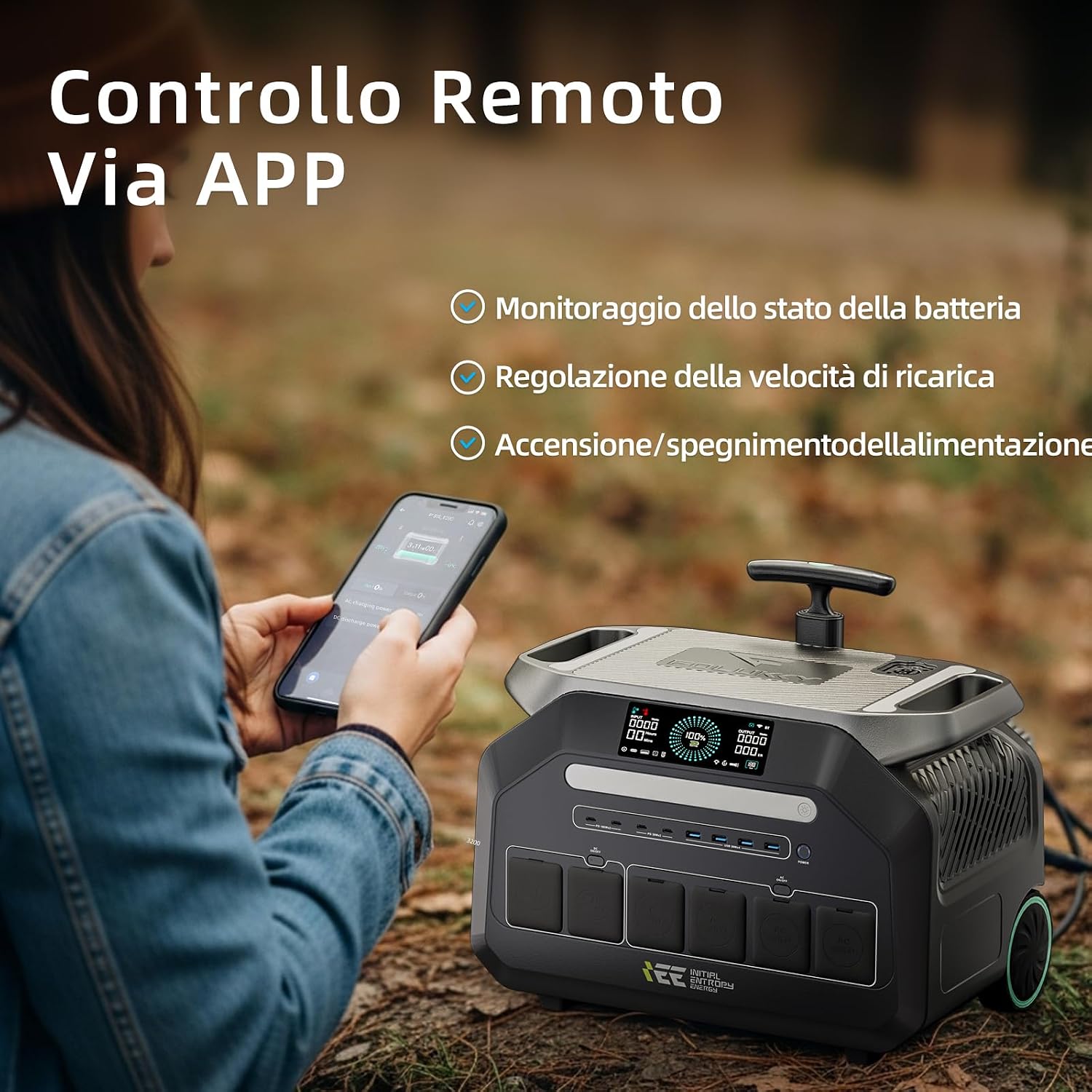 Detalle de IEE P3200 Powerstation – 3200W/2048Wh, LiFePO4, 16 Anschlüsse, App-Steuerung