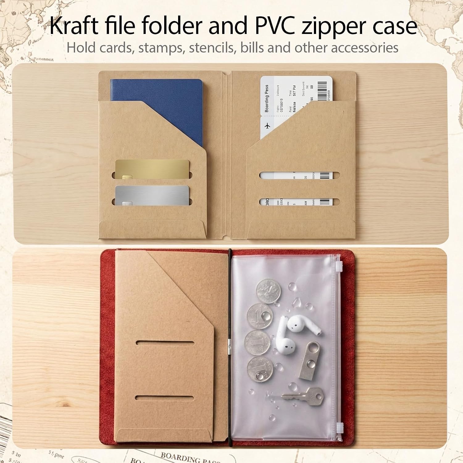 Detalle de DILVREWA Standard Traveler’s Journal Accessory Kit, Kraft and PVC Inserts