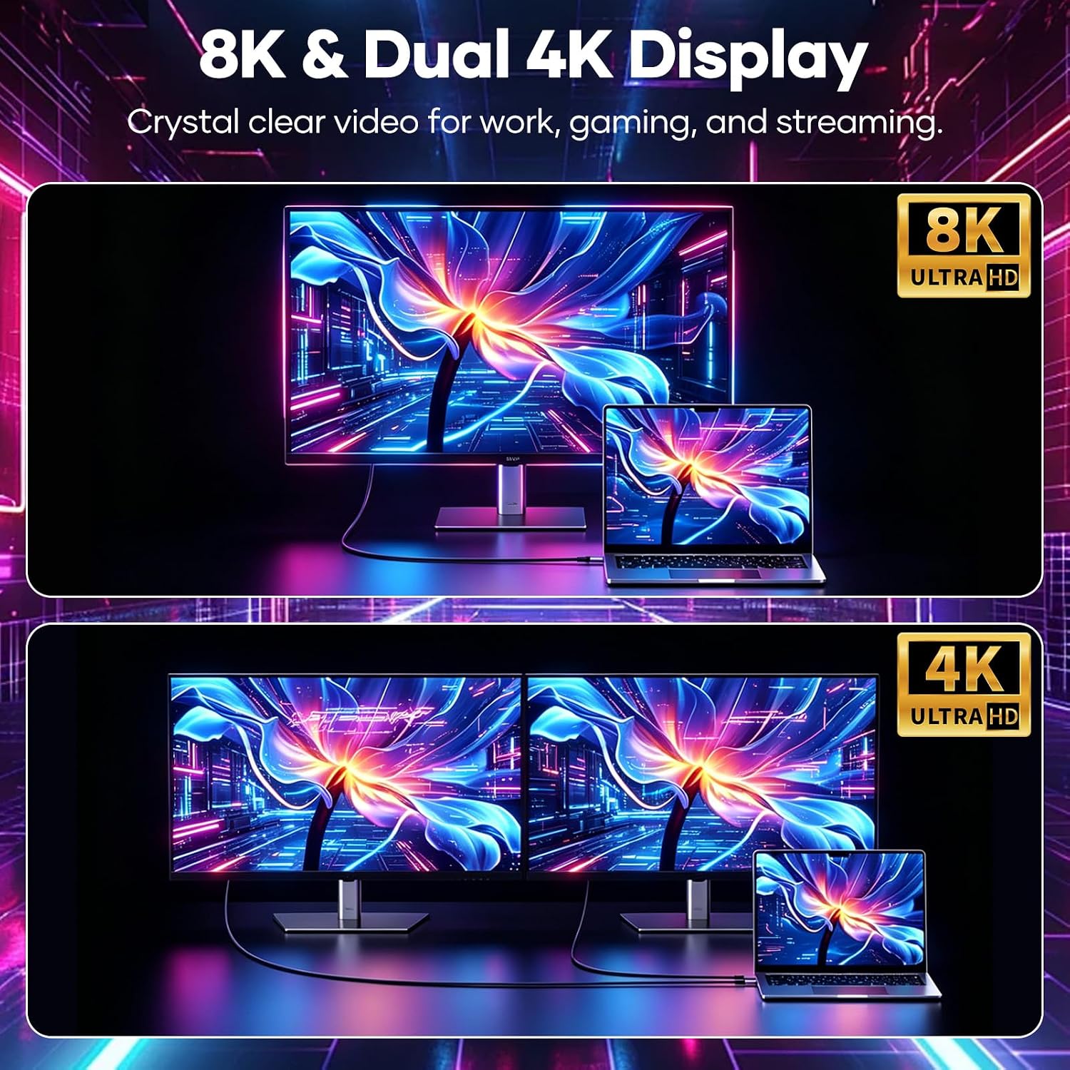 Thumbnail 4 de bakibo Thunderbolt 4 Kabel 1,2 m – USB-C Kabel 240 W, 40 Gbps, 8K/4K Display, PD 3.1