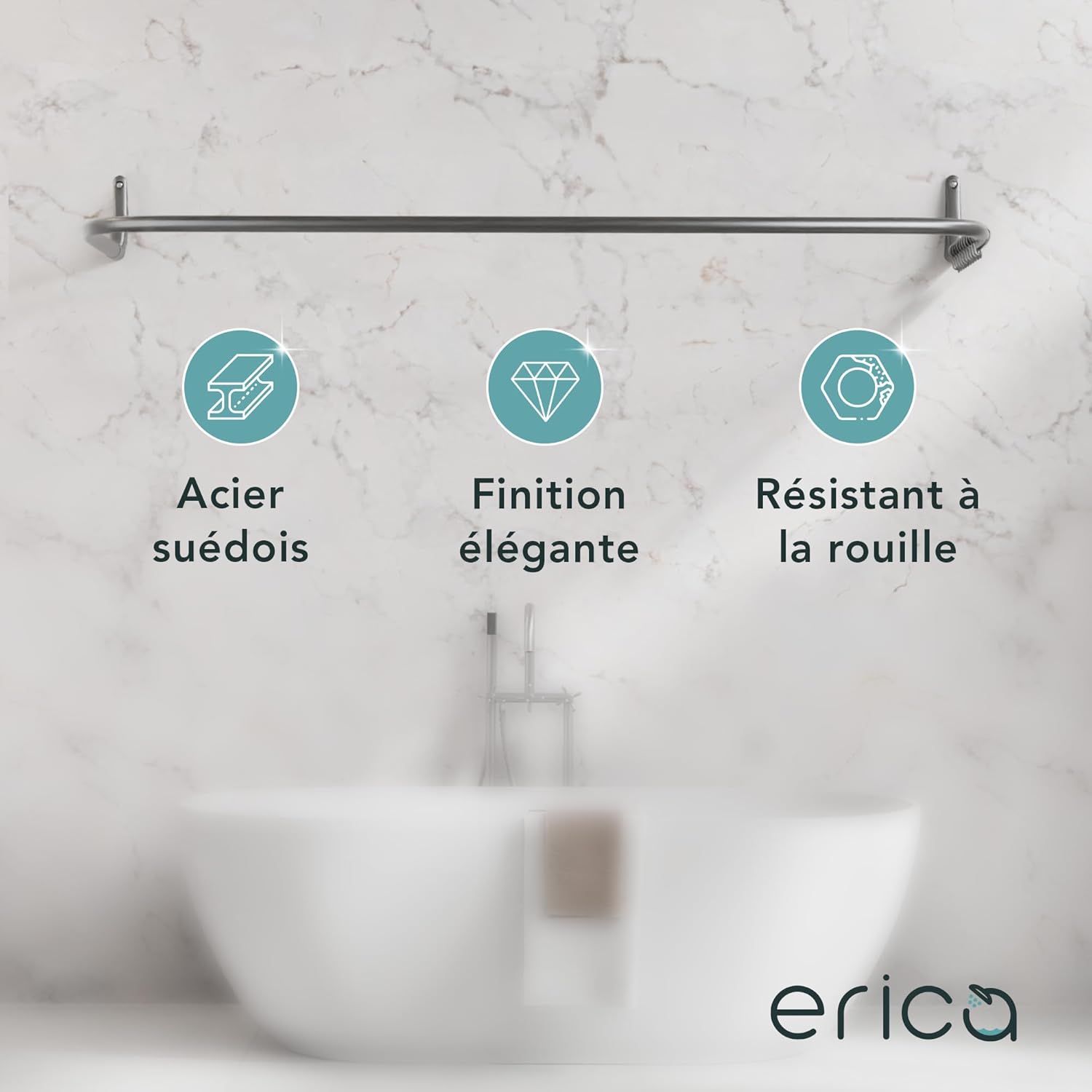 Thumbnail 2 de Barre de douche d’angle en U 70 cm