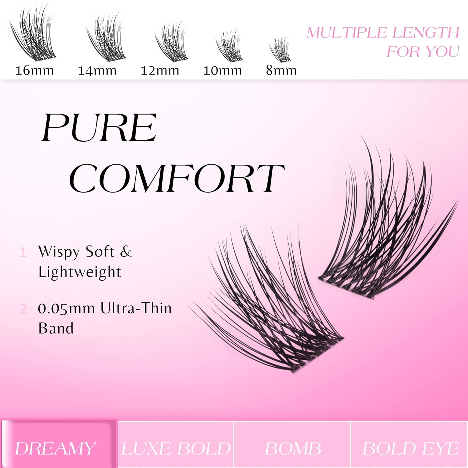 Thumbnail 3 de VEYESBEAUTY Dreamy Lash Cluster Trays (Thin & Invisible Band) DIY 8–16mm Mixed Length