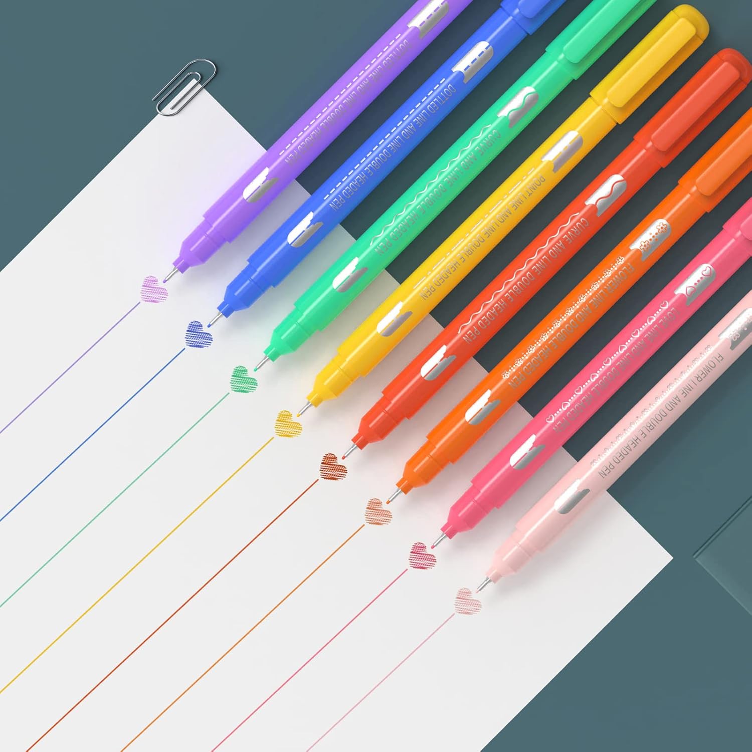Thumbnail 3 de AECHY Penne Curve Colorate per Appunti: set di marcatori doppia punta con 8 curve e colori vivaci