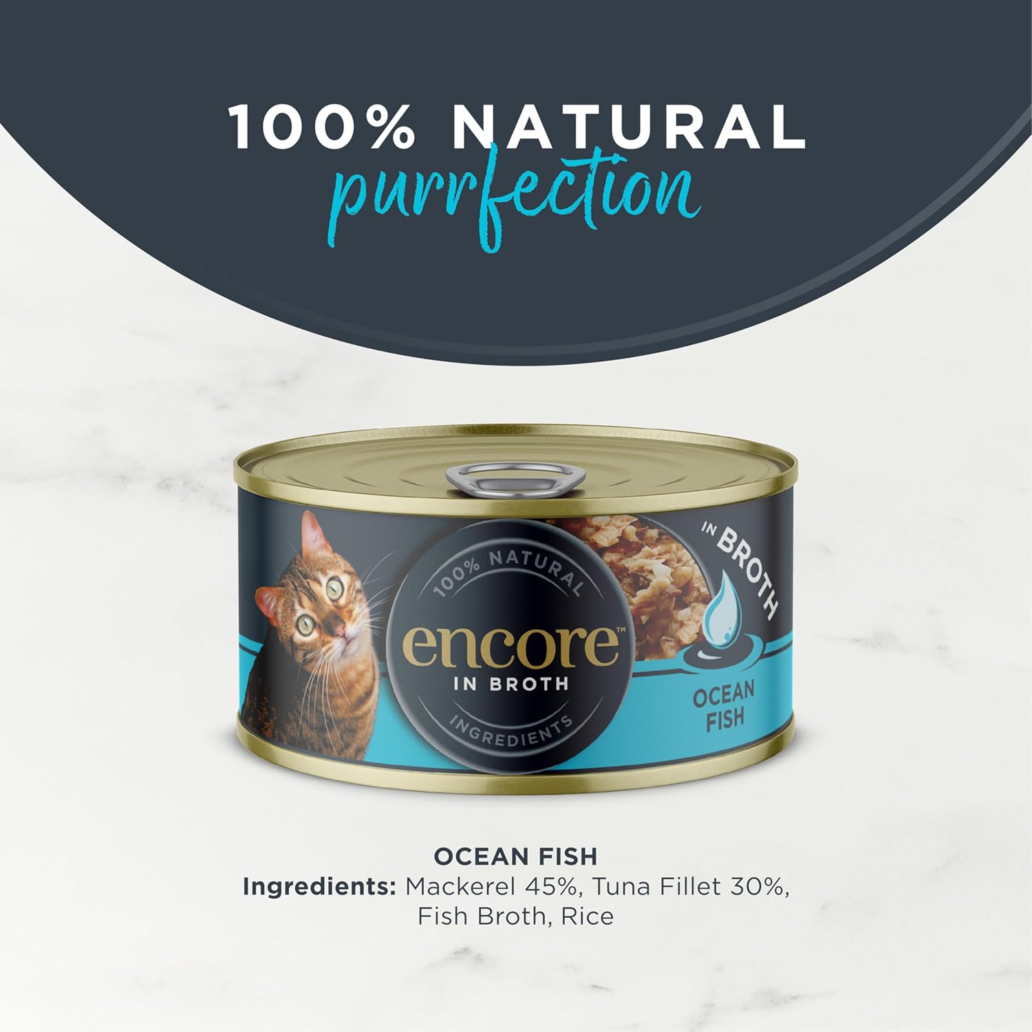 Detalle de Encore Mangime per gatti 100% naturale, pesce dell'oceano in scatola di latta 70 g – confezione da 16