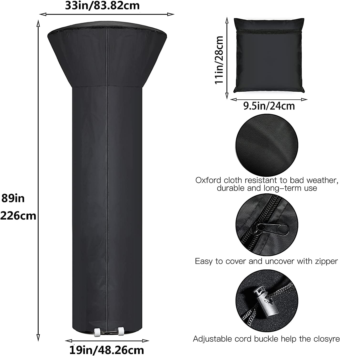 Detalle de Hualedi Patio Heater Covers, 2-Pack, Waterproof Polyester with Zippers