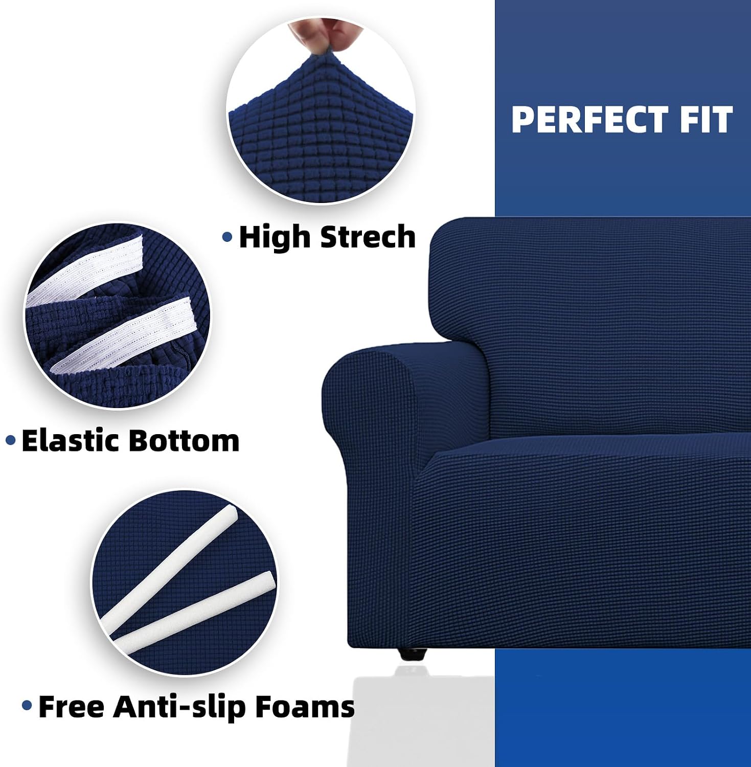 Detalle de Ystyle copridivano 4 posti con braccioli antigraffio per gatti, blu scuro, fodera elasticizzata lavabile