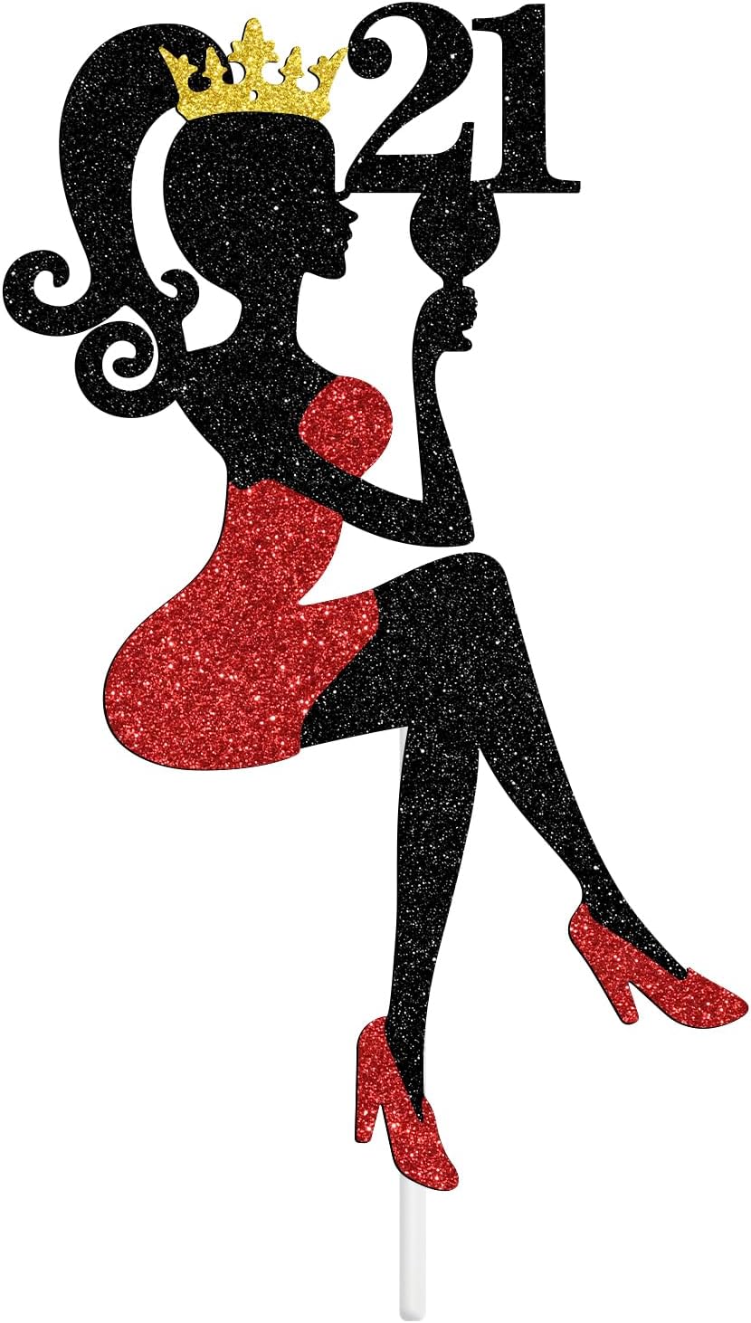 Thumbnail 6 de NARLOPI Lady Happy 21st Birthday Cake Topper, Glitter Paper Decoration
