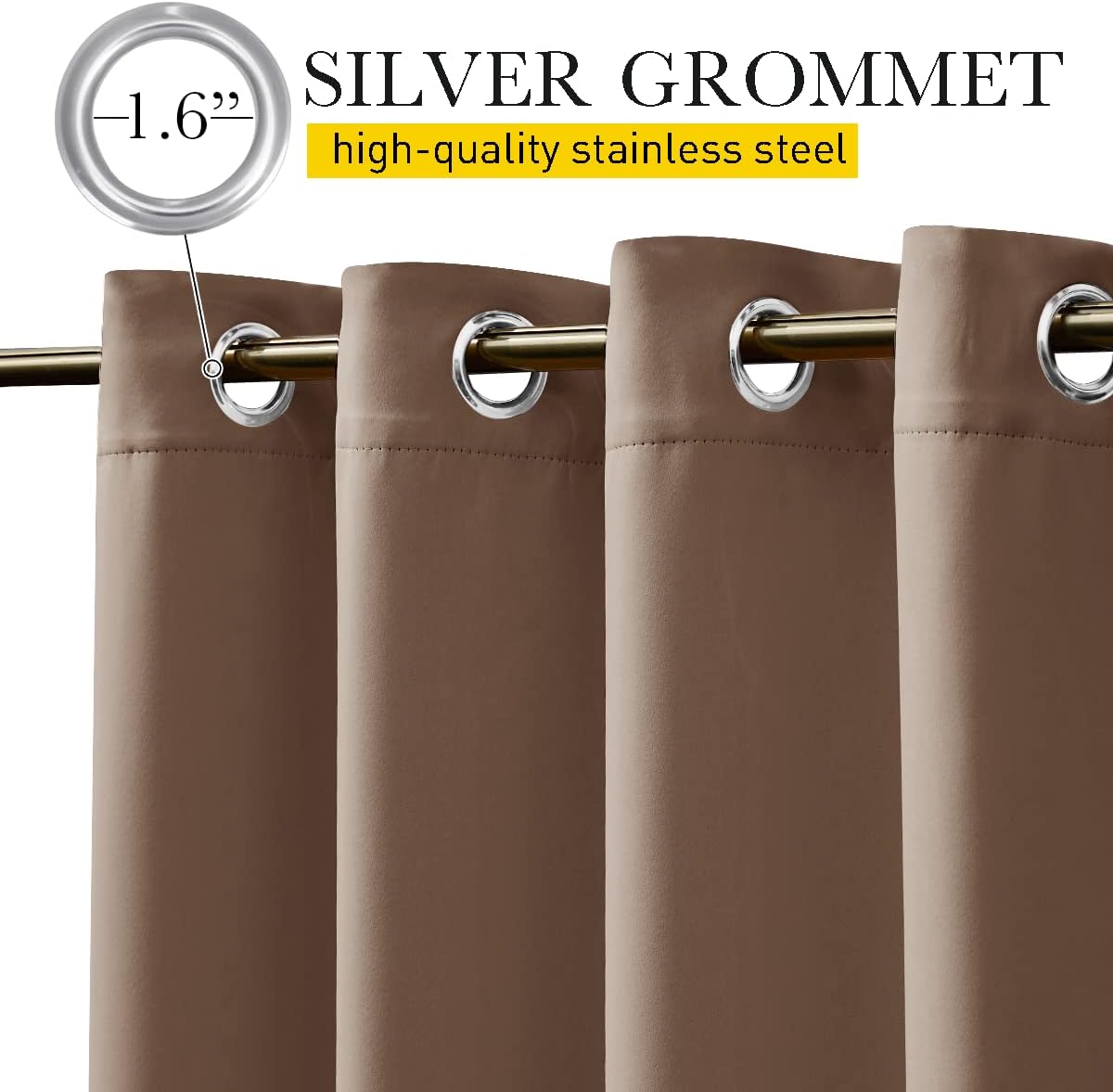 Thumbnail 2 de NICETOWN NTUSCGMBR1OTD2 Outdoor Curtains, 2 Panels, Waterproof, Tan