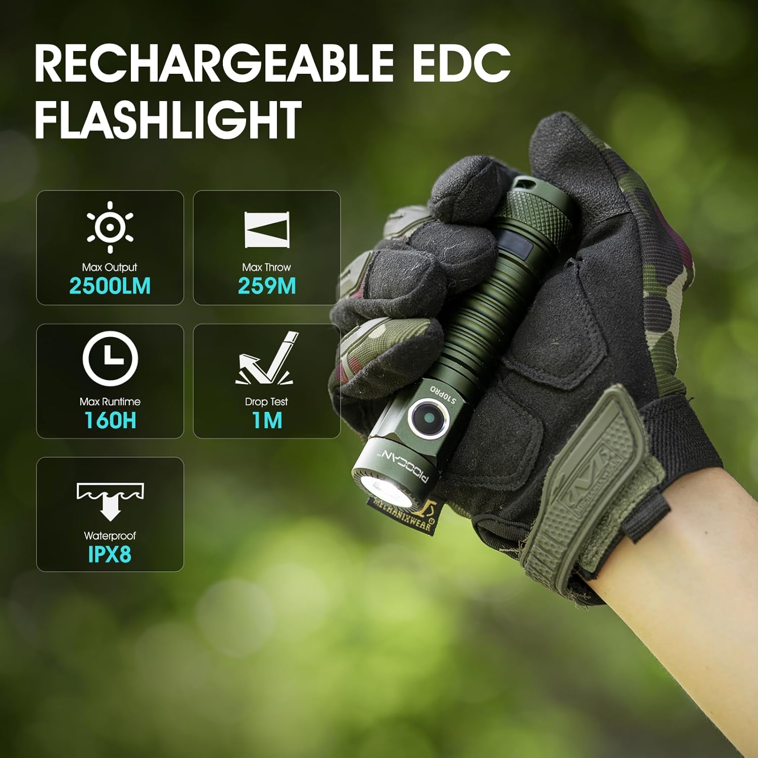 Thumbnail 1 de Rechargeable LED Torch 2500 Lumens — Small Tactical Magnetic IPX8 Waterproof