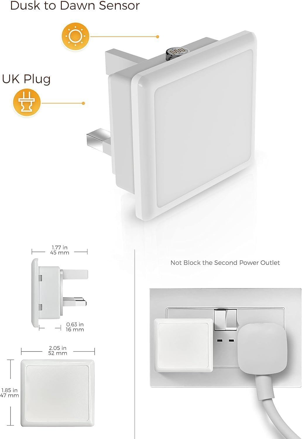 Thumbnail 6 de LOHAS-LED Night Light 4 Pack: Dusk-to-Dawn Plug-in Wall Lights (3000K Warm White)