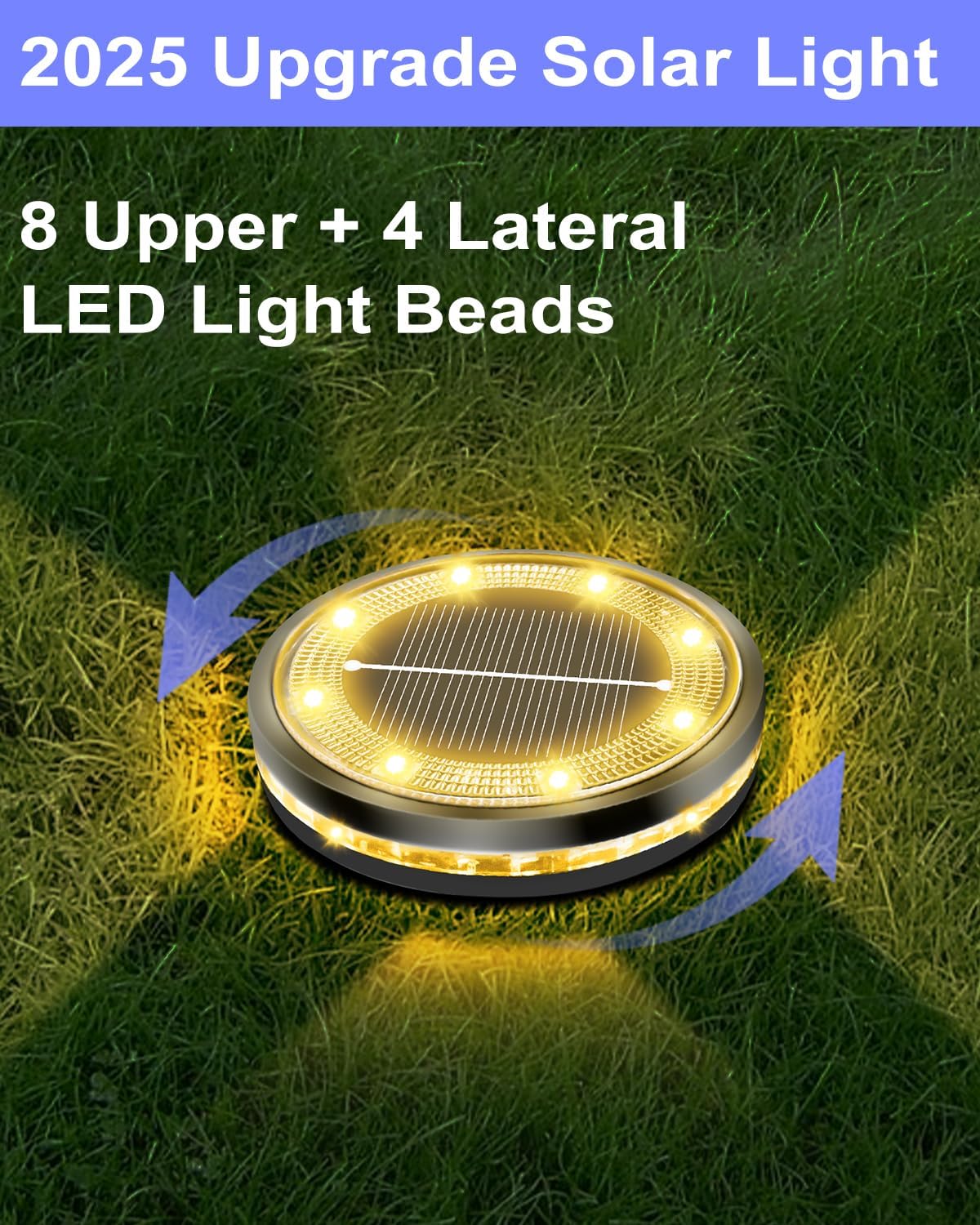 Thumbnail 1 de Bzavor 12er Set IP65 Solar-Bodenleuchten für außen – 8 obere + 4 seitliche LED-Perlen