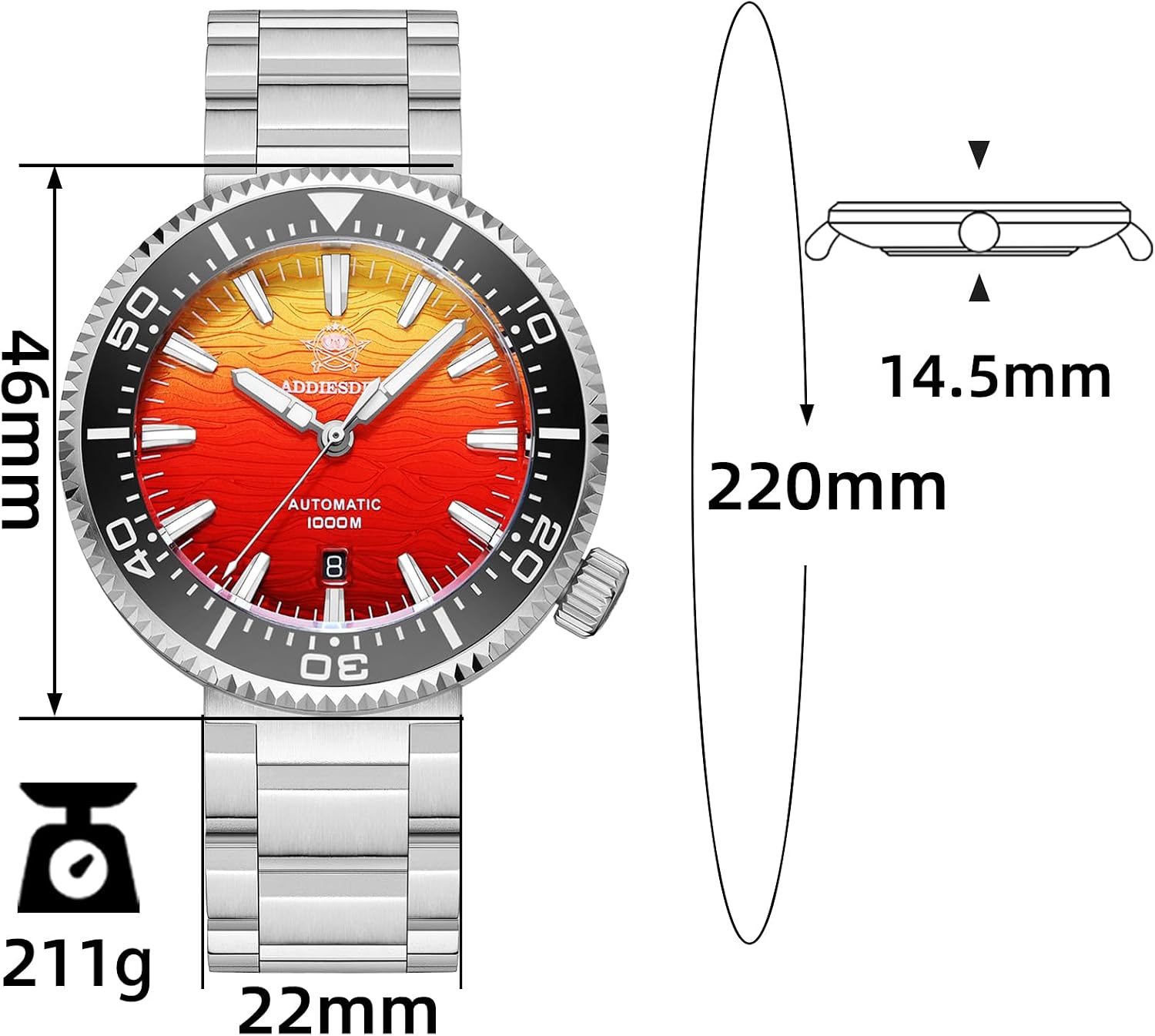 Detalle 2 de ADDIESDIVE AD2526 Orologio subacqueo 1000 m