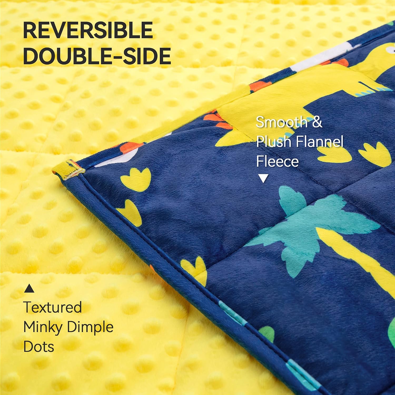 Detalle de Insugar Minky Fleece Couverture Weighted Blanket, 7 lb Blue Dinosaur