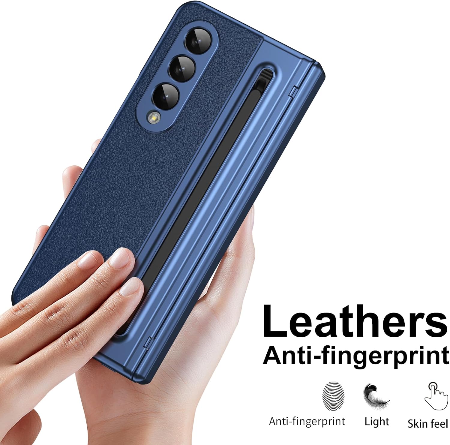 Thumbnail 4 de Custodia per Galaxy Z Fold3 con Penna Stilo, Cerniera Protetta e Pellicola in Vetro Temperato – Blu
